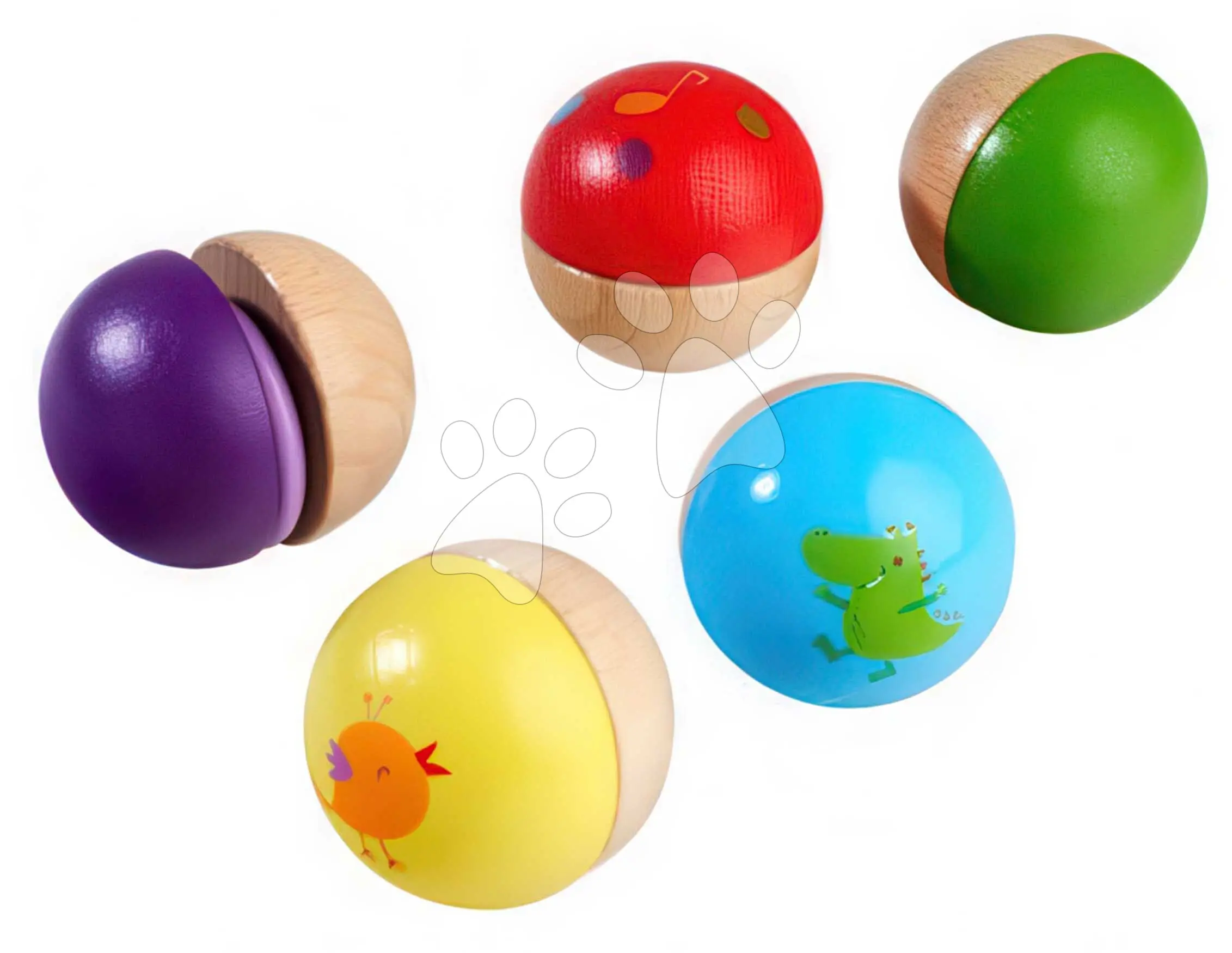 Dřevěné hudební kuličky Music Sound Balls Eichhorn 5 kuliček s 5 různými zvuky od 12 měsíců