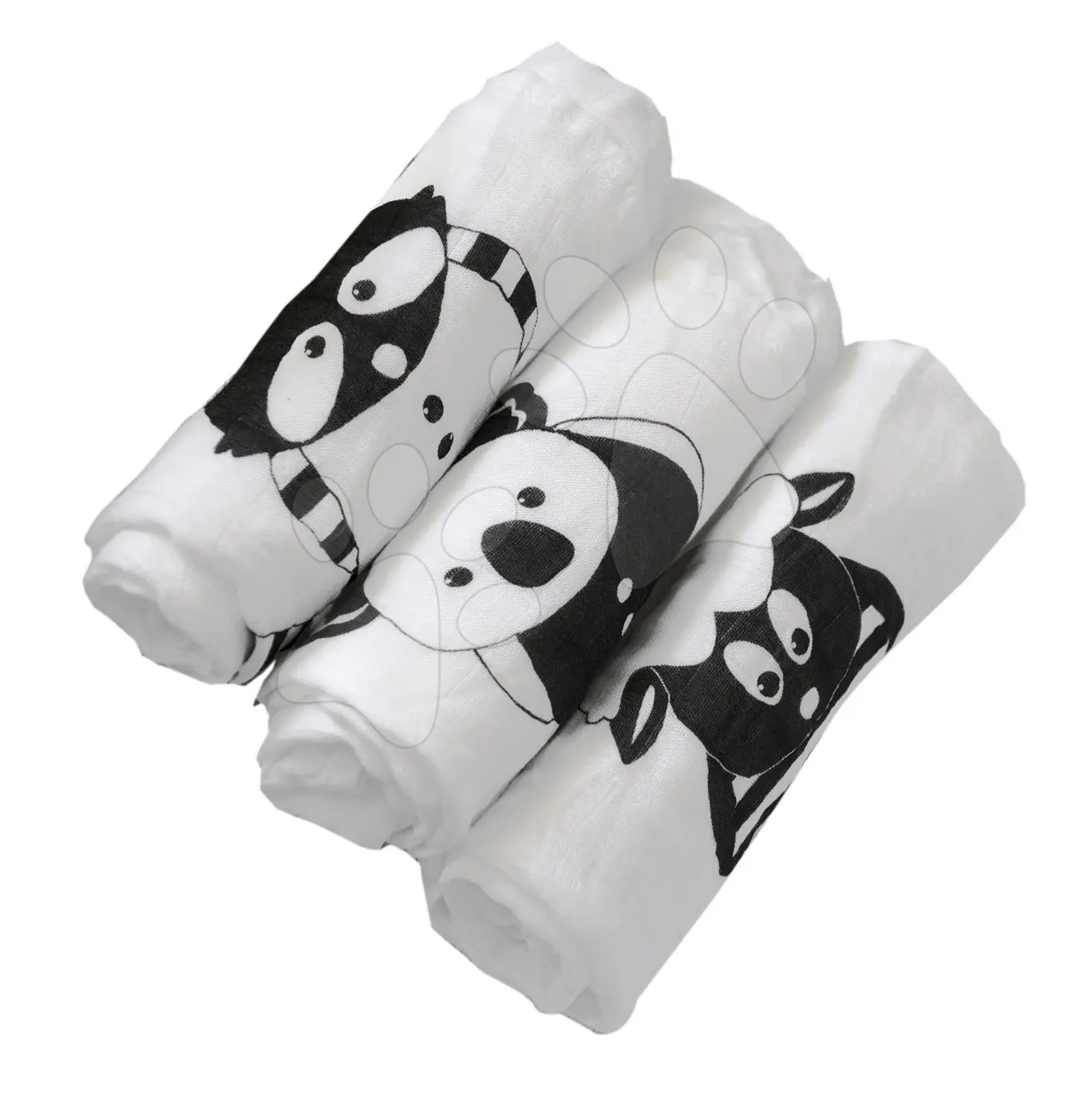 Bambusové zavinovačky Zvířátka Bamboo Black&White toT's-smarTrike 3 kusy 100% bamboo hedvábí 350121