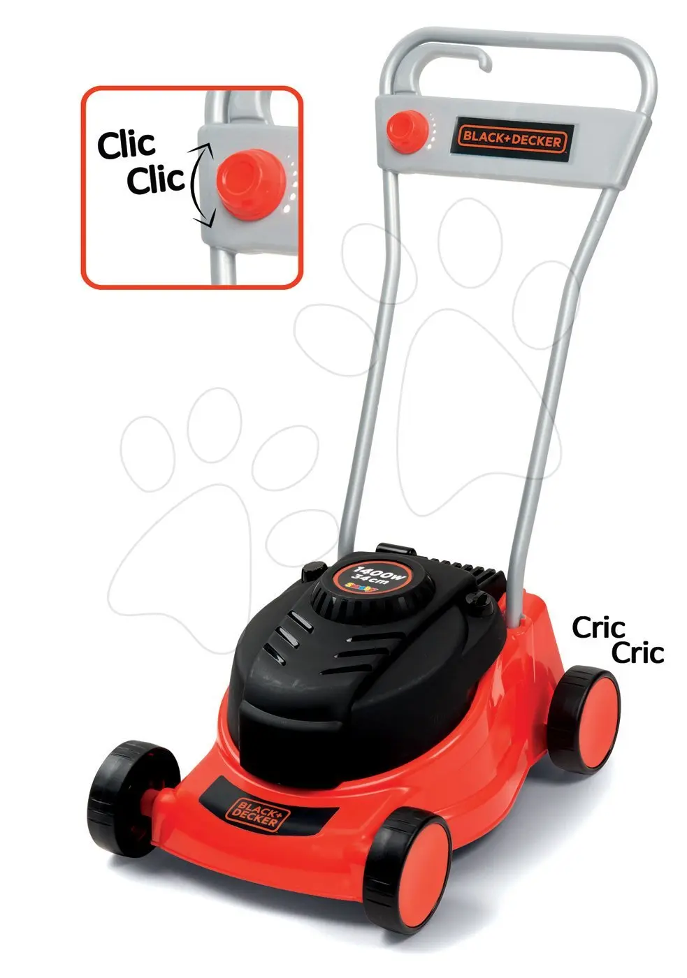 Smoby Black & Decker detská kosačka na trávu s mechanickým zvukom