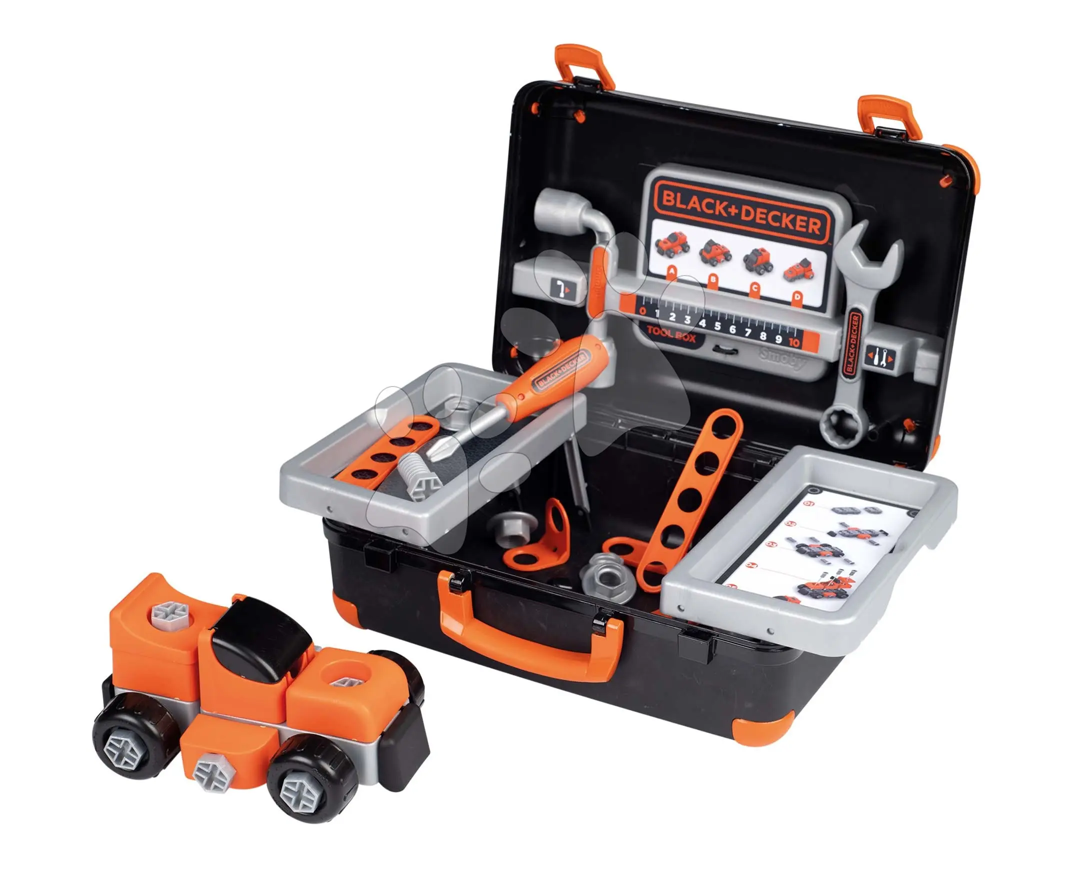 Smoby Black Decker Kufr s nářadím + díly na auto