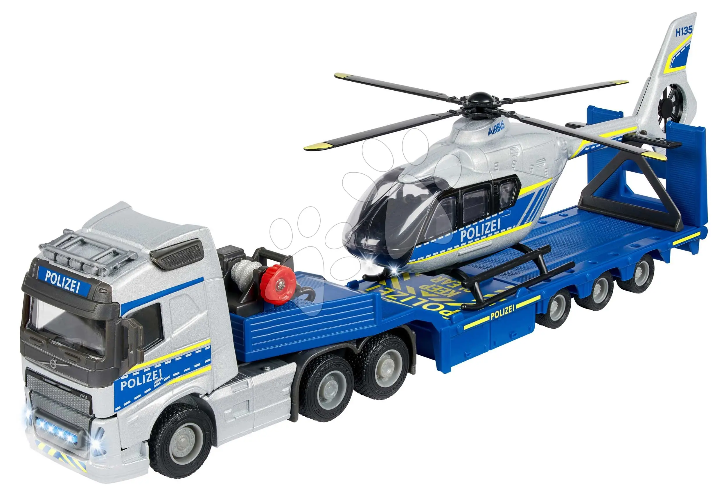 Kamion s policejním vrtulníkem Volvo Truck Airbus Majorette 35 cm délka