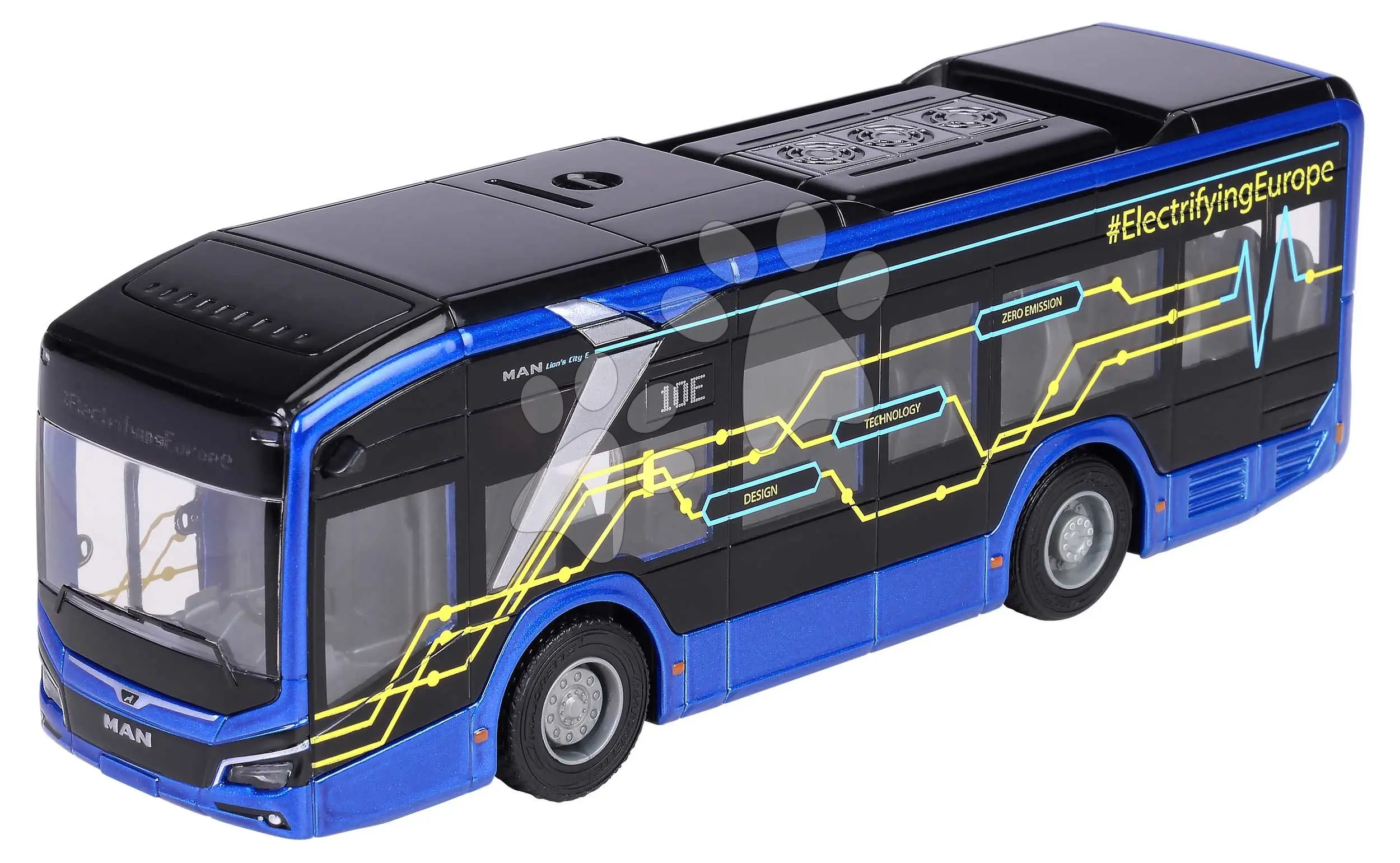 Autobus MAN Lion´s City 10 E Bus Majorette s gumovými kolečky a otevíratelné dveře délka 22,5 cm