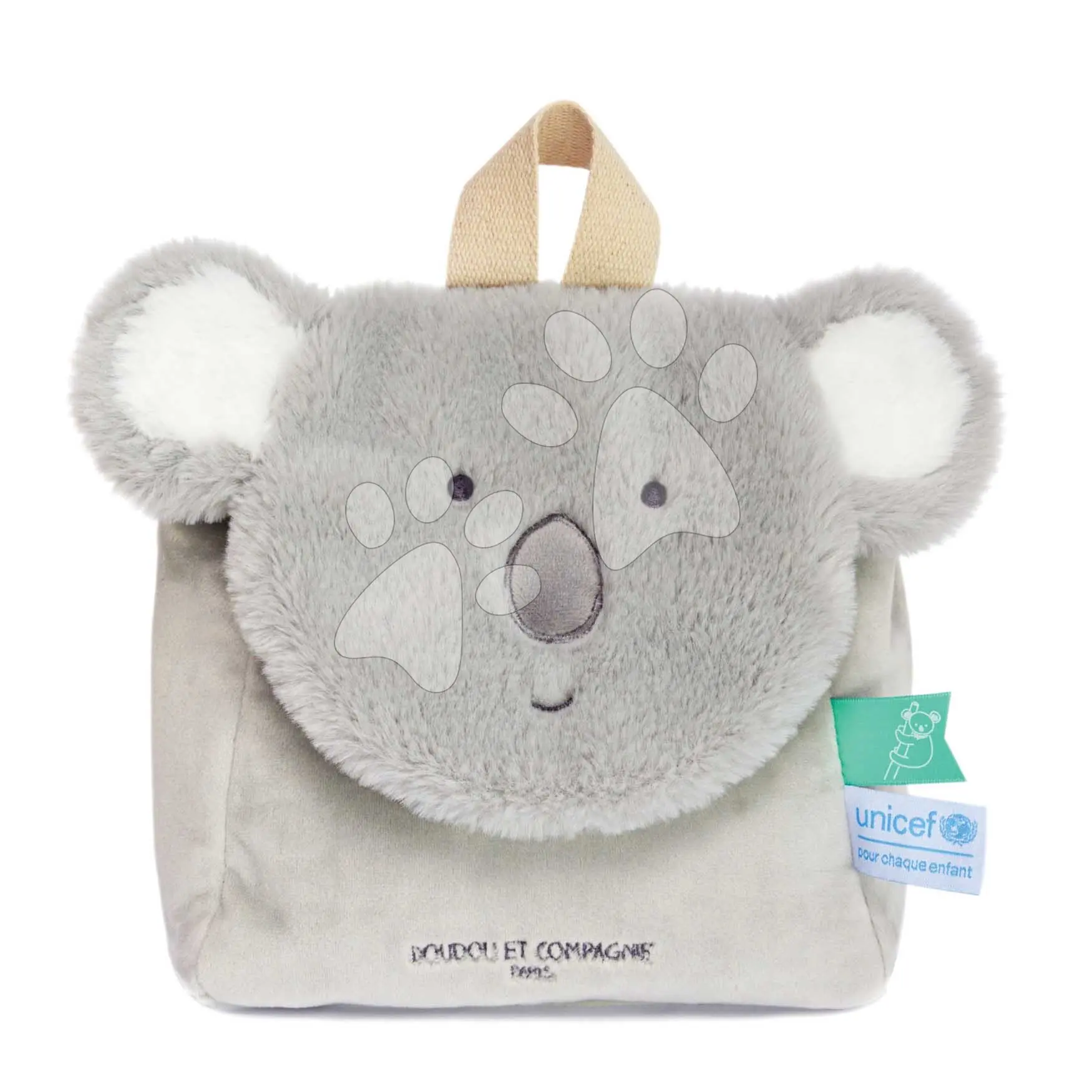 Plyšový batoh Koala Backpack Unicef ​​Collection Doudou et Compagnie šedý od 18 měsíců