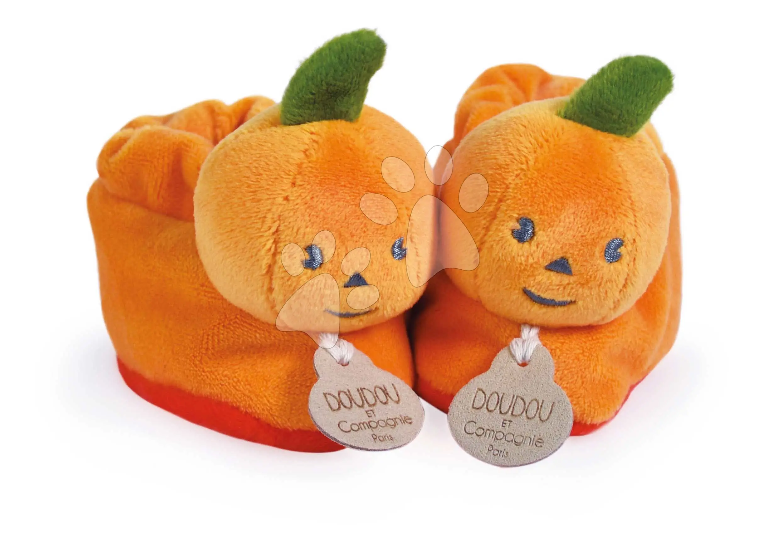 Bačkůrky pro miminko Dýně Booties My First Halloween Doudou et Compagnie v dárkovém balení oranžové od 0–6 měsíců
