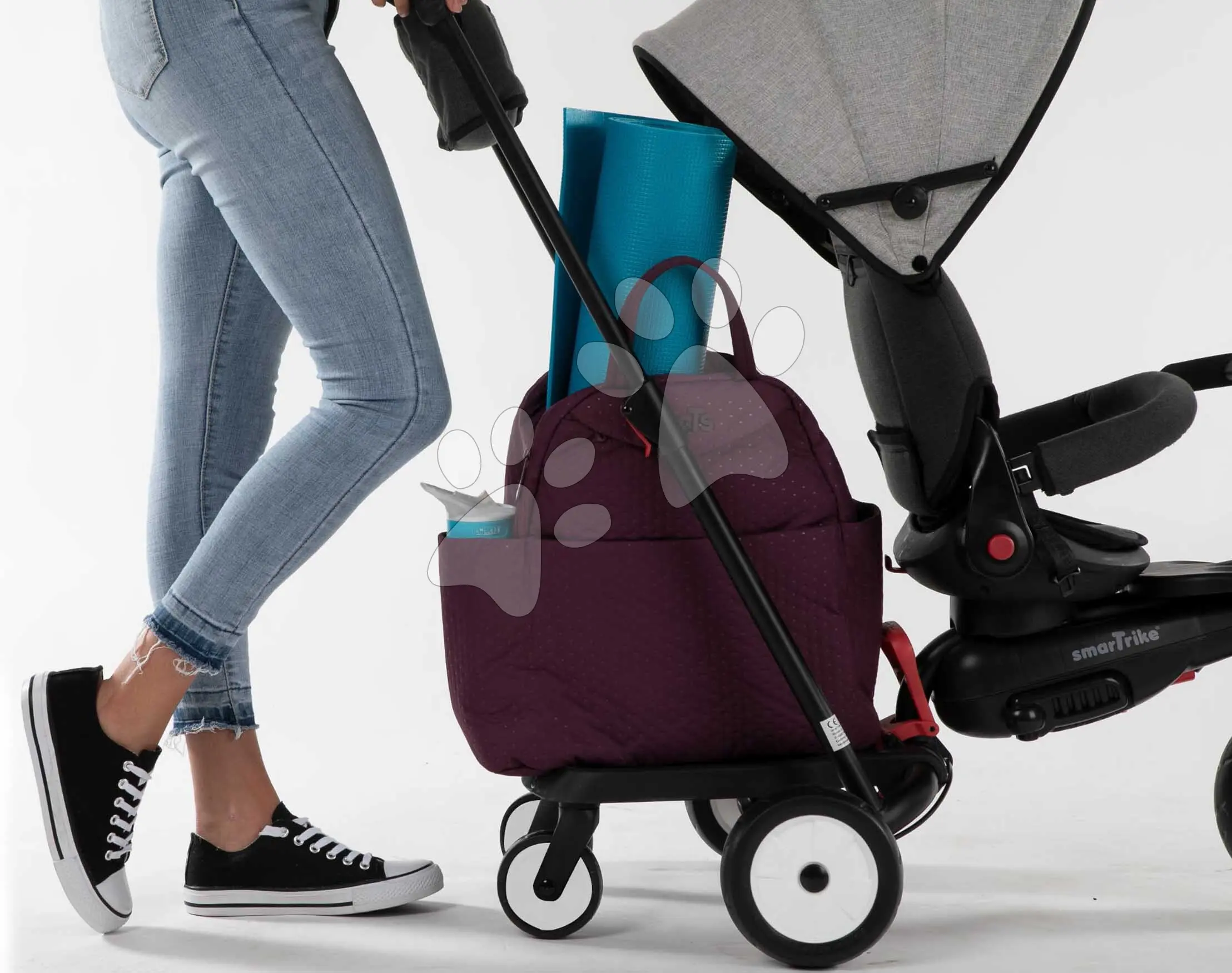 Stupínek s kolečky k tříkolce a kočárku STR Buddy Board smarTrike pro extra zavazadla