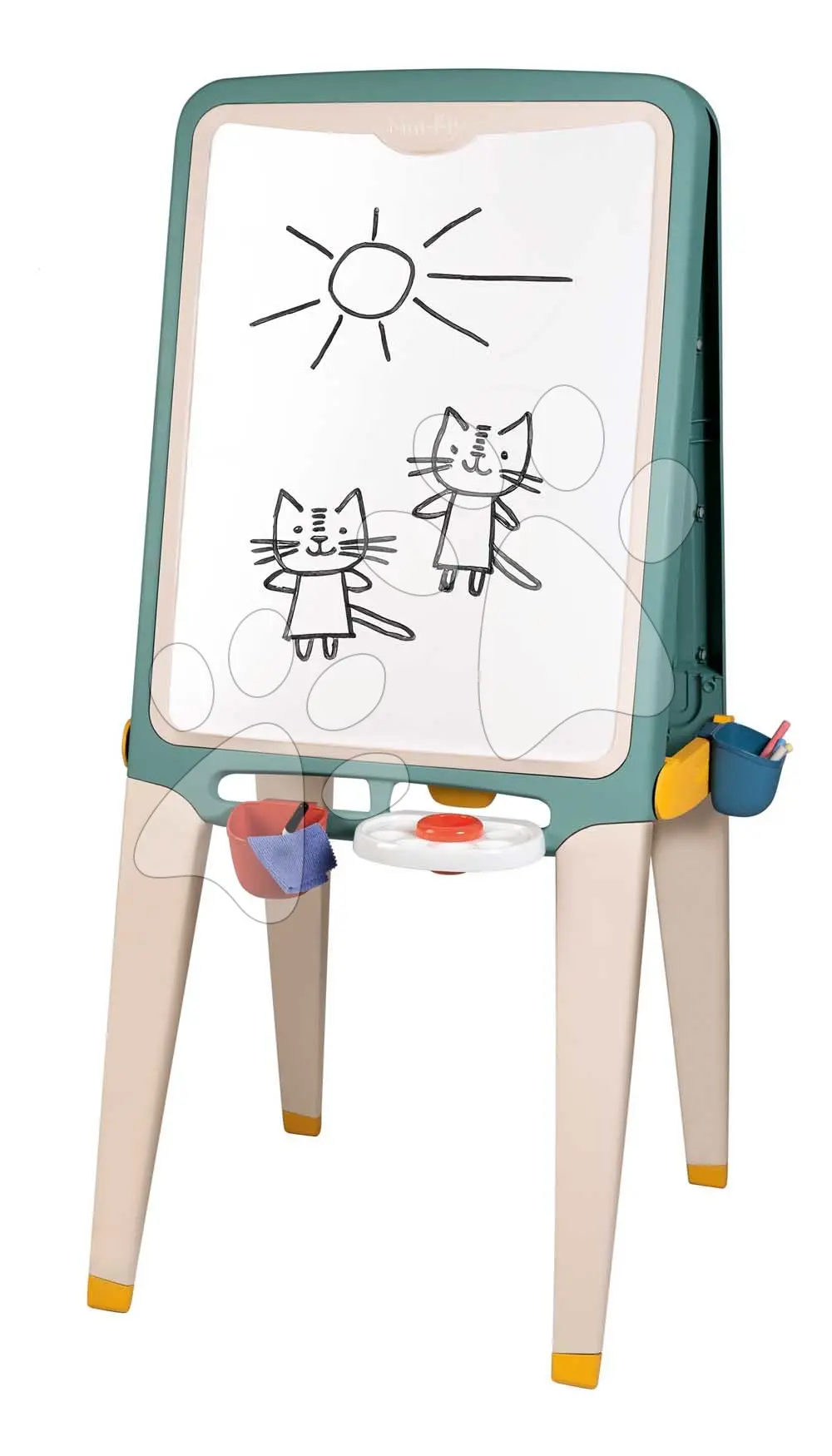 Tabule na křídu a magnetky oboustranná Ultimate Easel Smoby s paletou na barvy a úložným prostorem 13 doplňků 125 cm výška