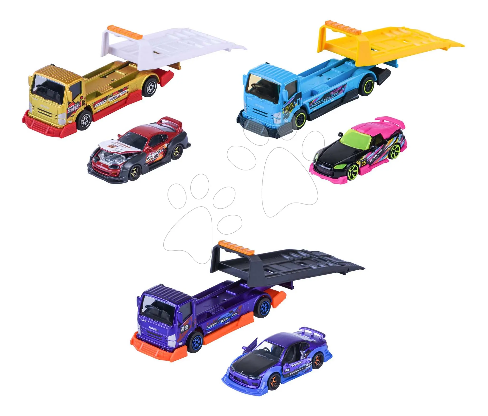Transportér s autíčkem JDM Legends Majorette kovové s gumovými kolečky 3 různé druhy