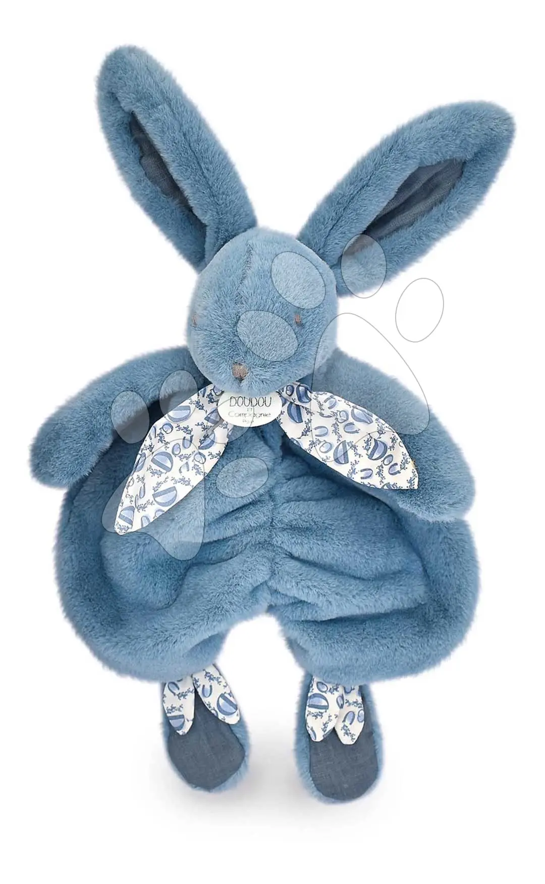 Plyšový zajíček na mazlení Bunny Comforter Blue Doudou et Compagnie v dárkovém balení modrý 29 cm od 0 měsíců