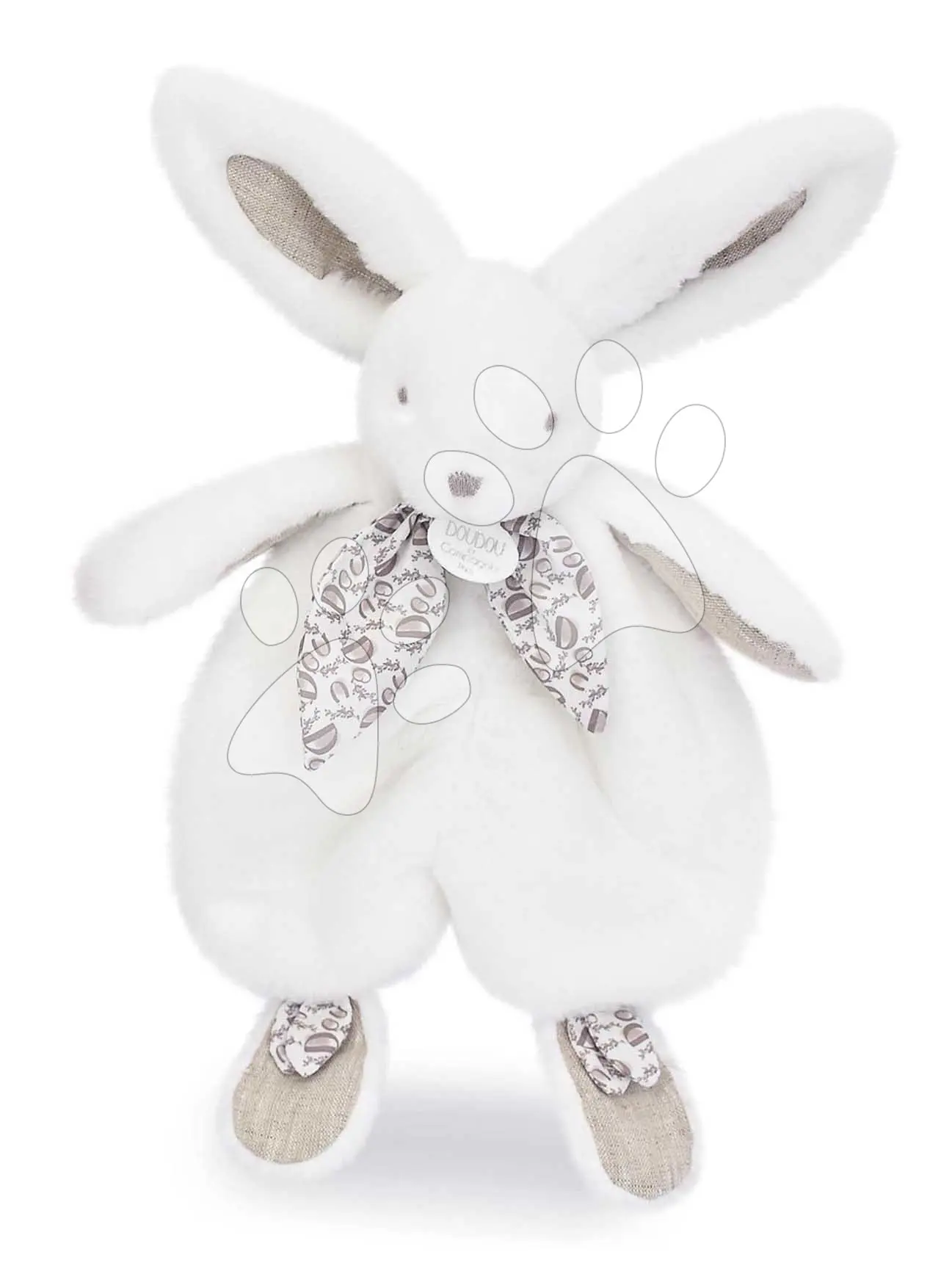 Plyšový zajíček na mazlení Bunny Comforter White Doudou et Compagnie v dárkovém balení bílý 29 cm od 0 měsíců