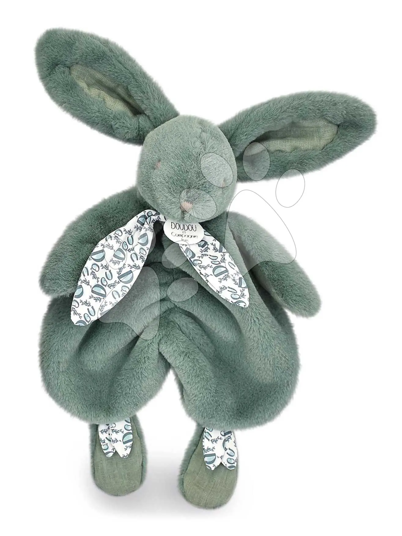 Plyšový zajíček na mazlení Bunny Comforter Sage Green Doudou et Compagnie v dárkovém balení zelený 29 cm od 0 měsíců