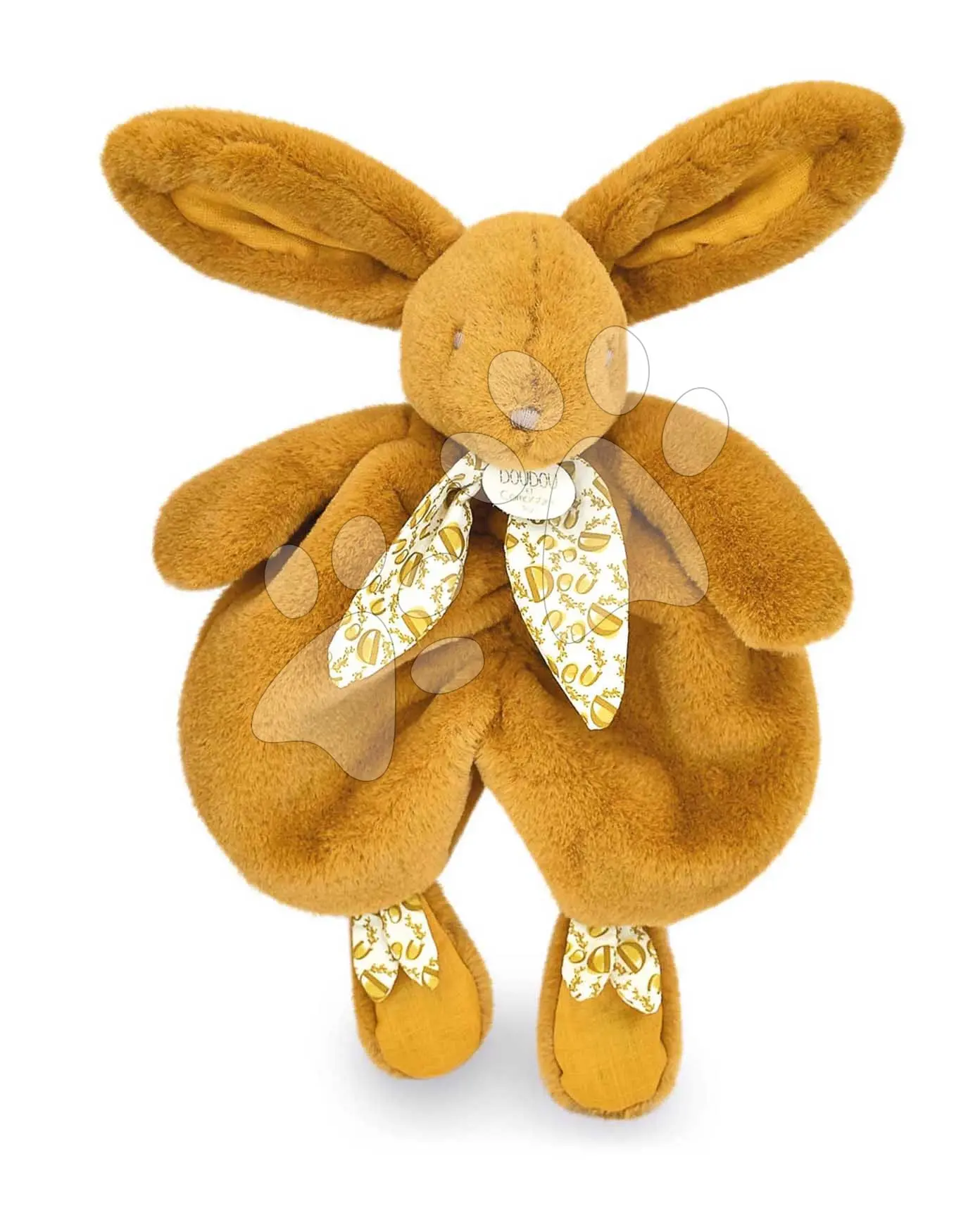 Plyšový zajíček na mazlení Bunny Comforter Ocher Doudou et Compagnie v dárkovém balení žlutý 29 cm od 0 měsíců