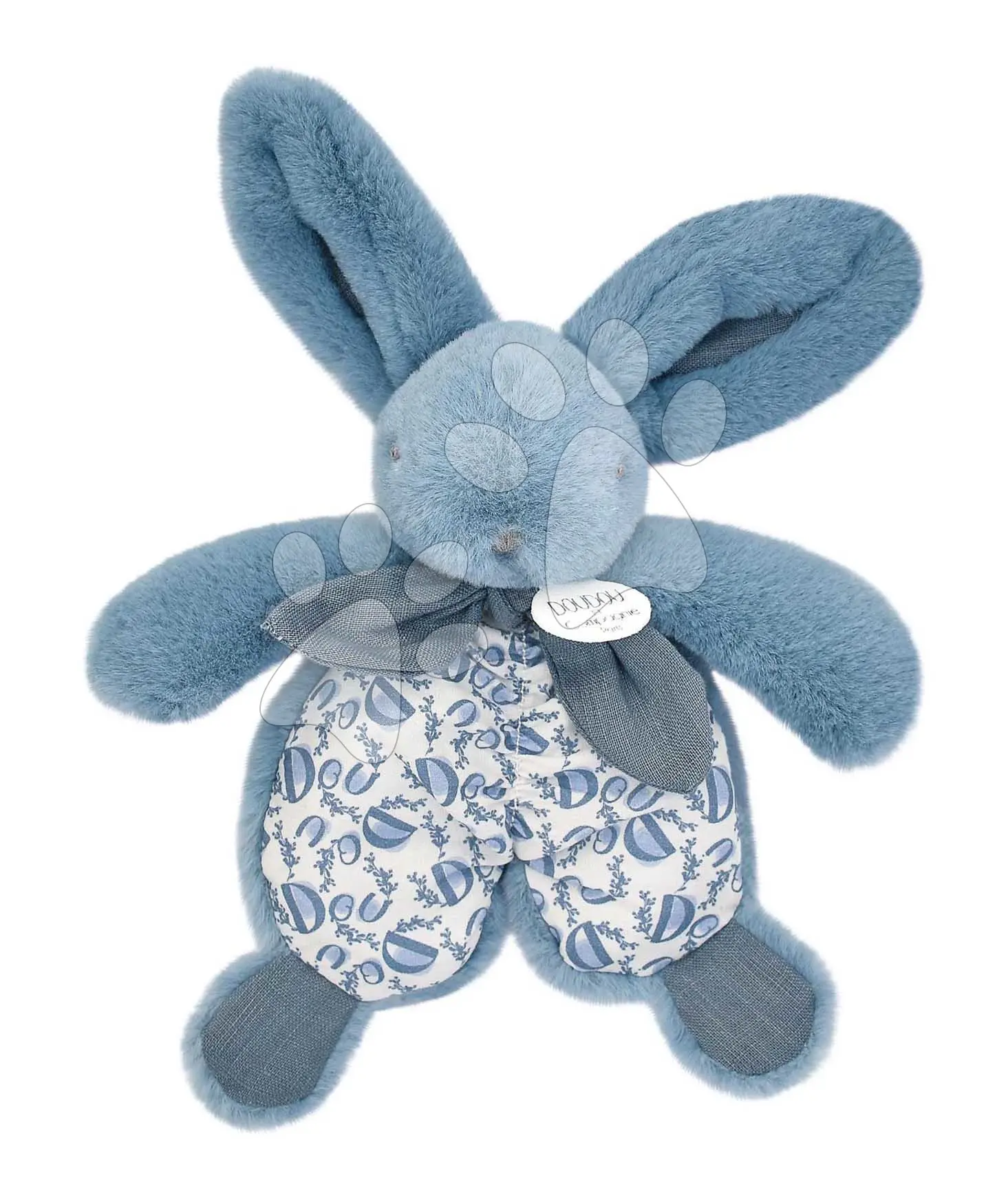 Plyšový zajíček na mazlení Bunny Comforter Blue Doudou et Compagnie v dárkovém balení modrý 18 cm od 0 měsíců