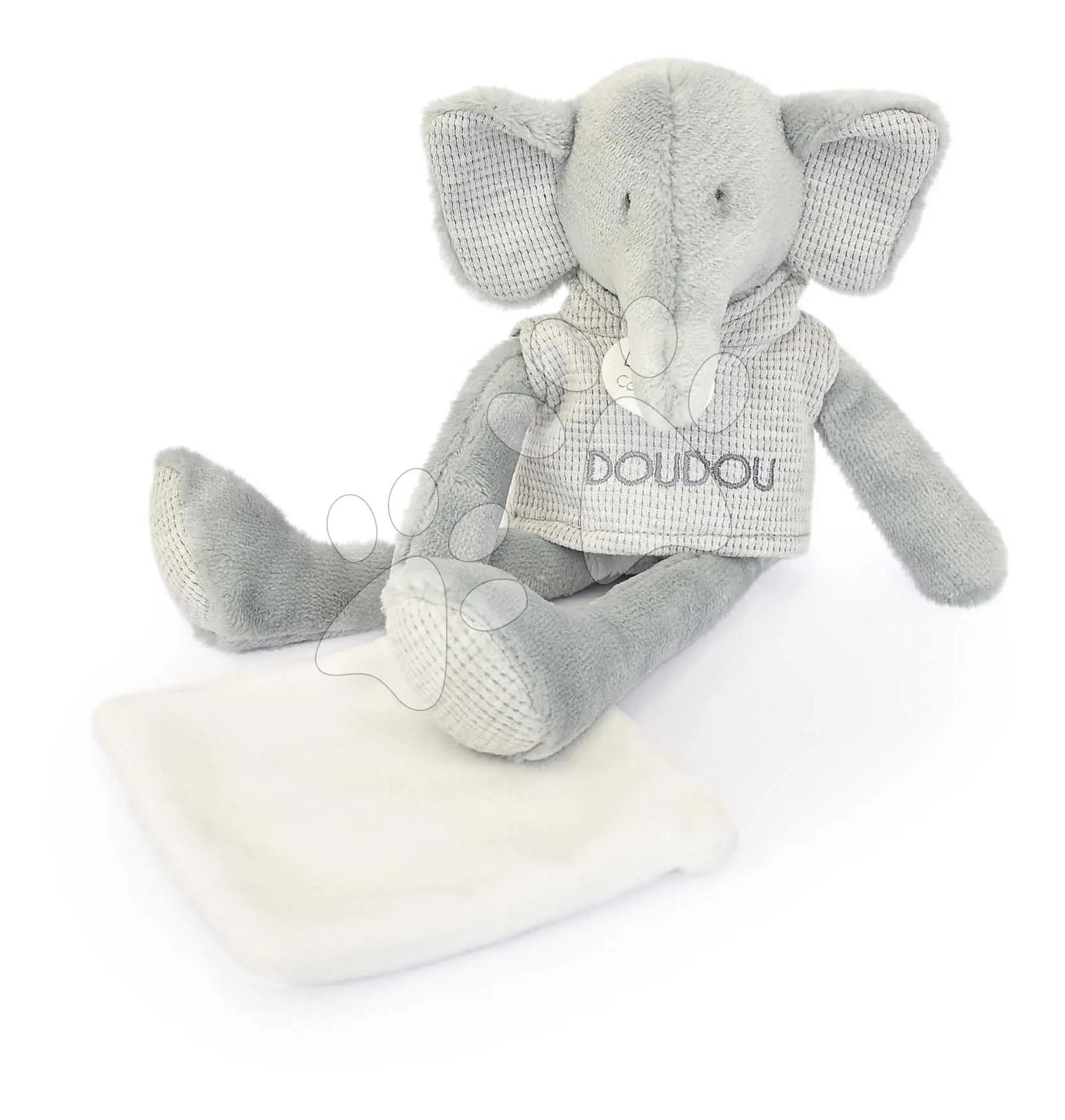 Plyšový slon Elephant Sweety Doudou et Compagnie v dárkovém balení šedý 25 cm od 0 měsíců