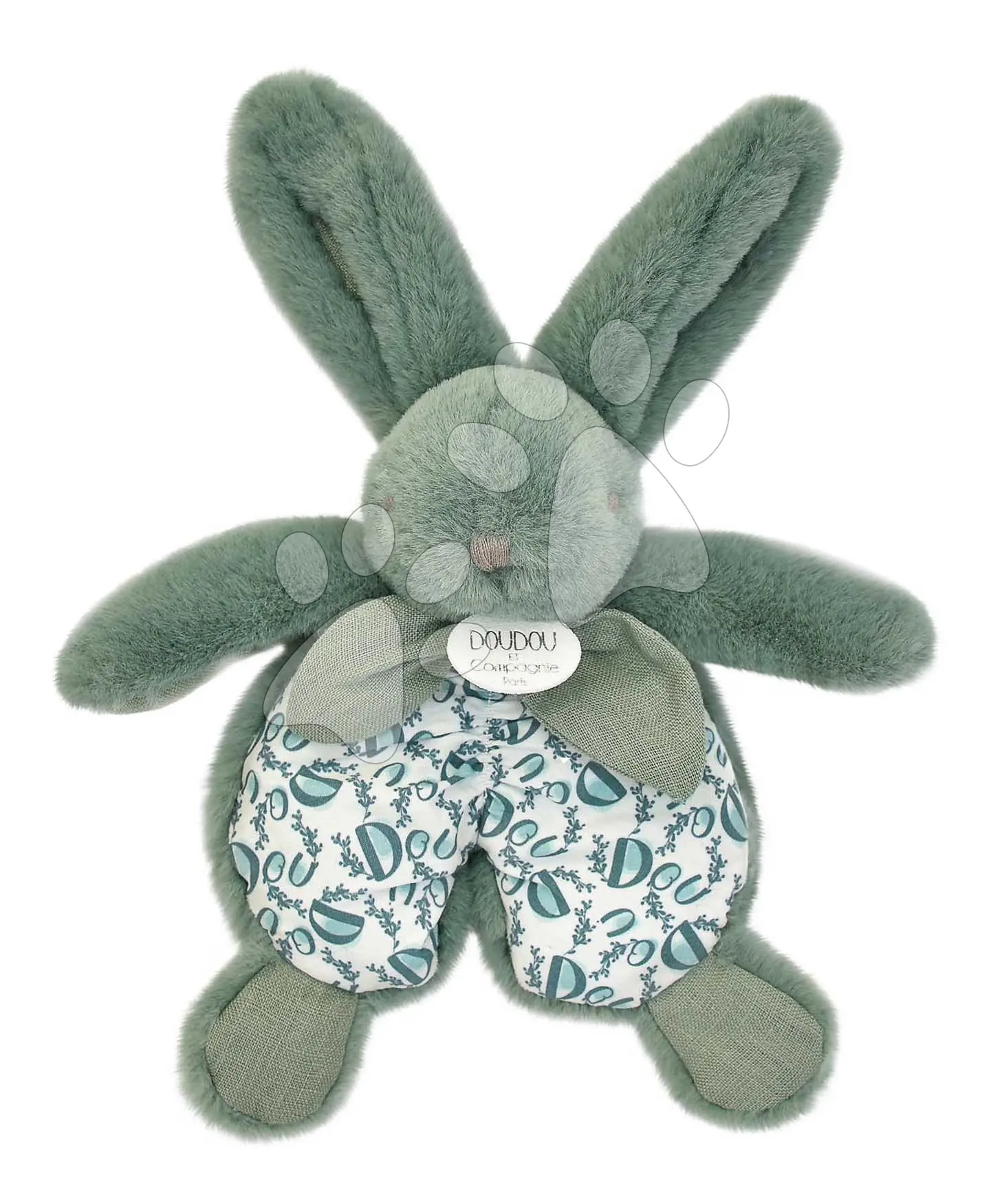 Plyšový zajíček na mazlení Bunny Comforter Sage Green Doudou et Compagnie v dárkovém balení zelený 18 cm od 0 měsíců