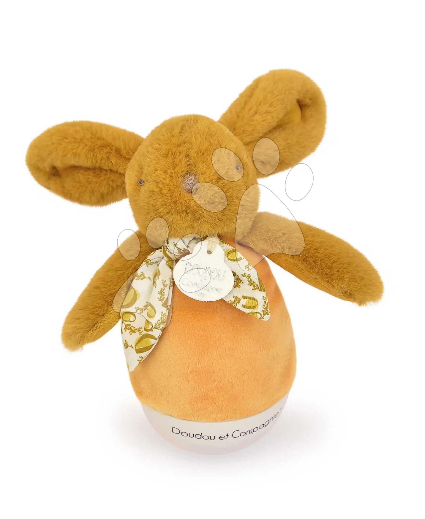 Plyšový zajíček Musical Night Light Ocher Doudou et Compagnie s hudbou bílým šumem a světlem žlutý 16 cm od 0 měsíců