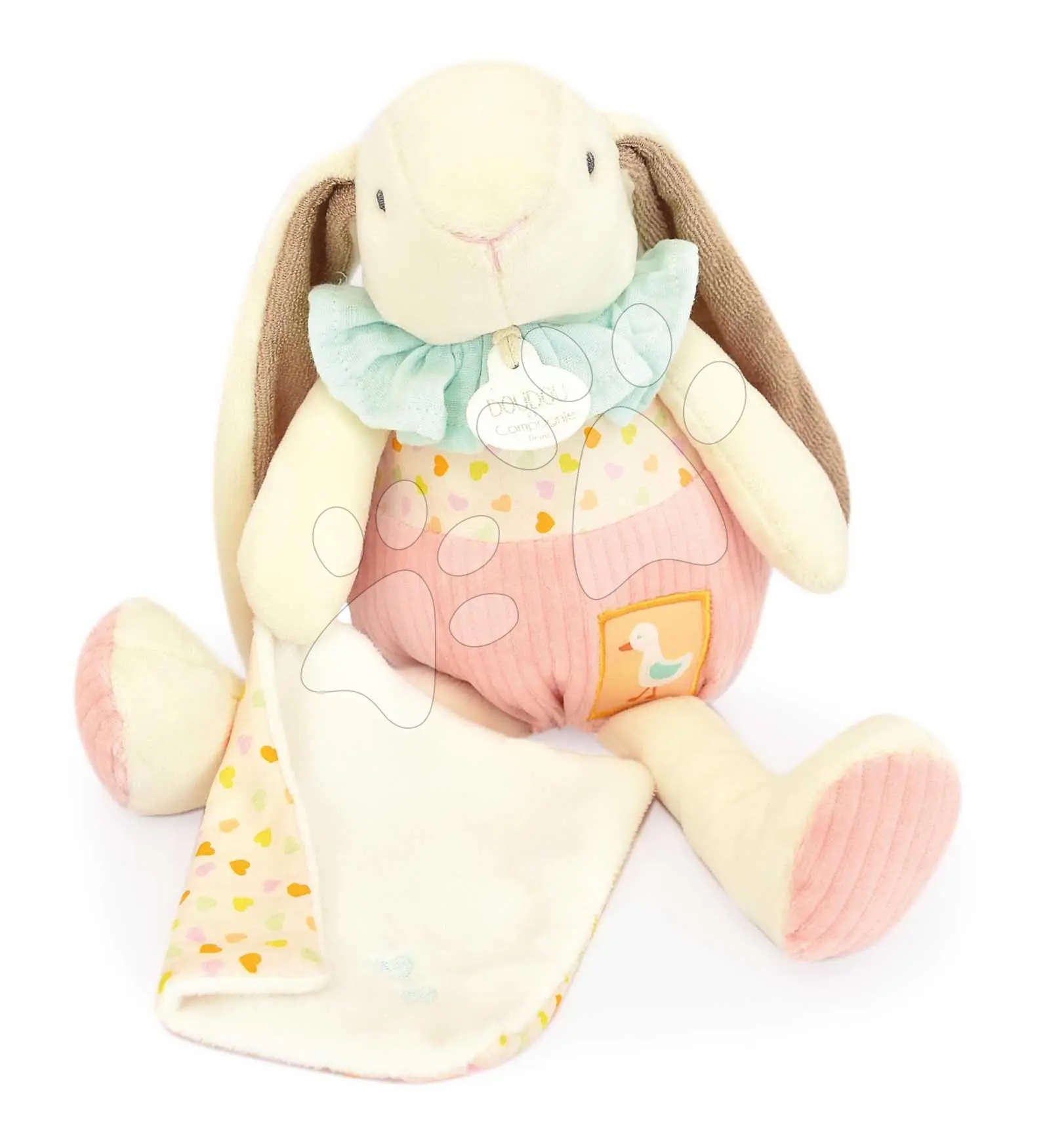 DOUDOU Dárková sada Králíček Ciboulette s dečkou - 28 cm - růžová