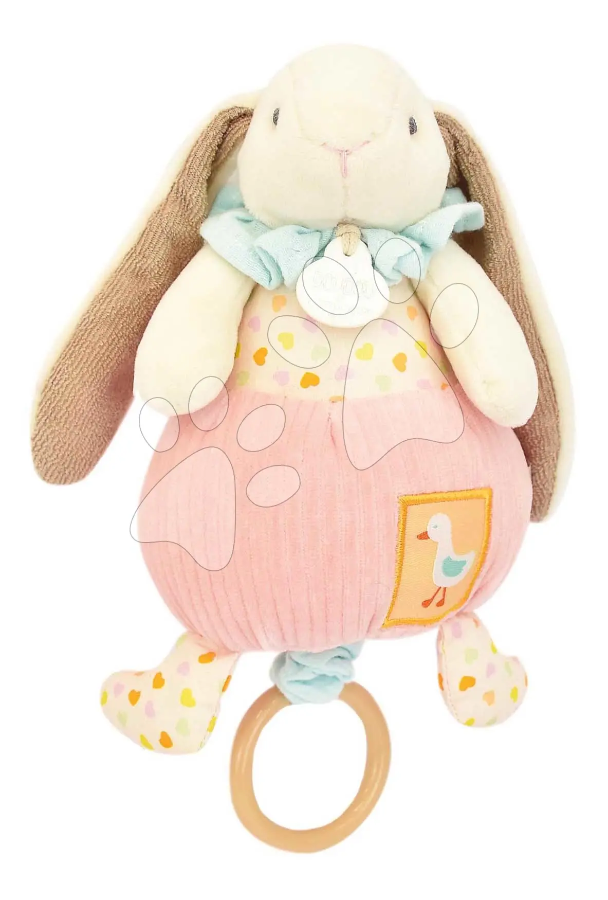Plyšový zajíček s melodií Lapin Ciboulette Music Box Doudou et Compagnie v dárkovém balení 20 cm od 0 měsíců