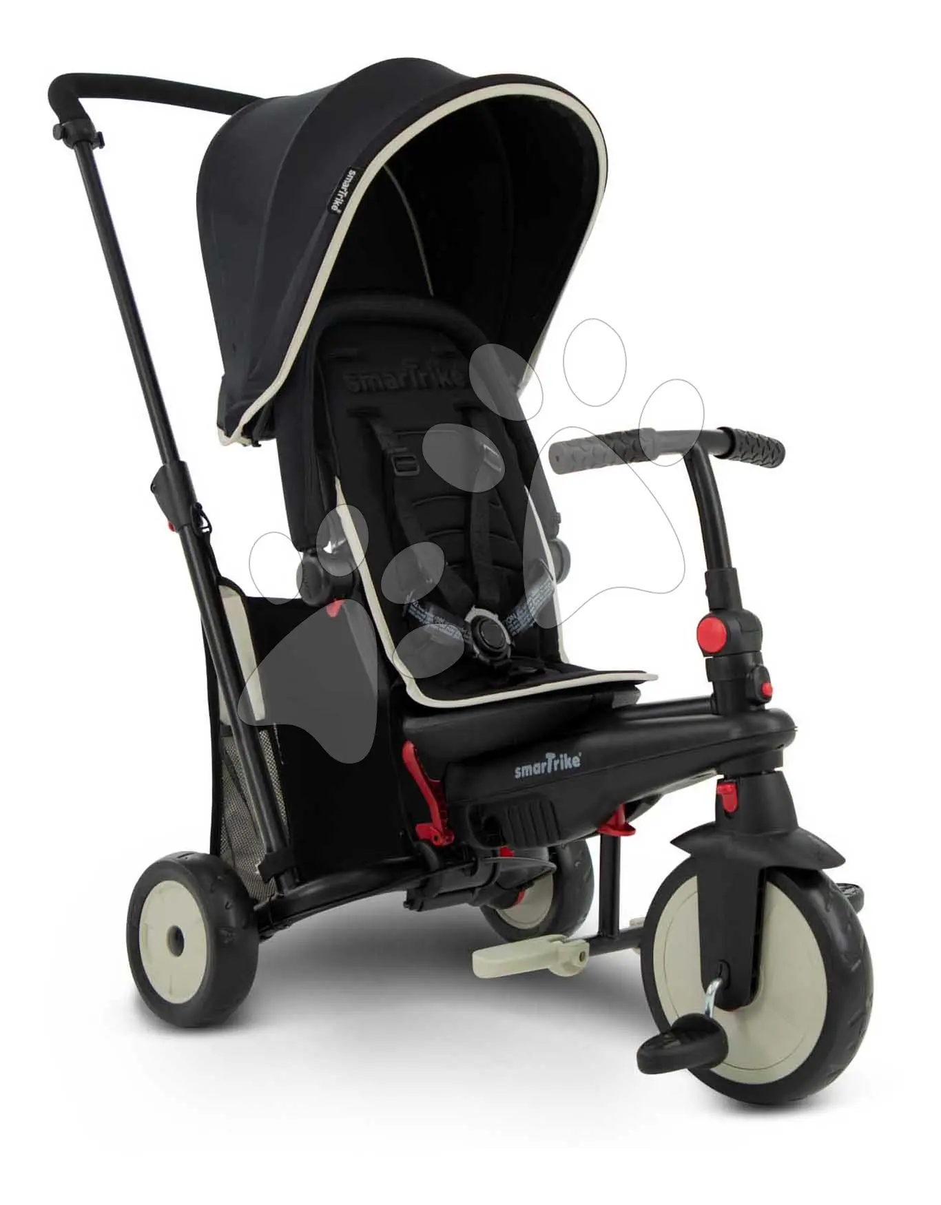 Tříkolka skládací a sklápěcí smarTfold 6v1 Black smarTrike 300 Plus Touchsteering kompaktní s EVA koly od 10 měsíců