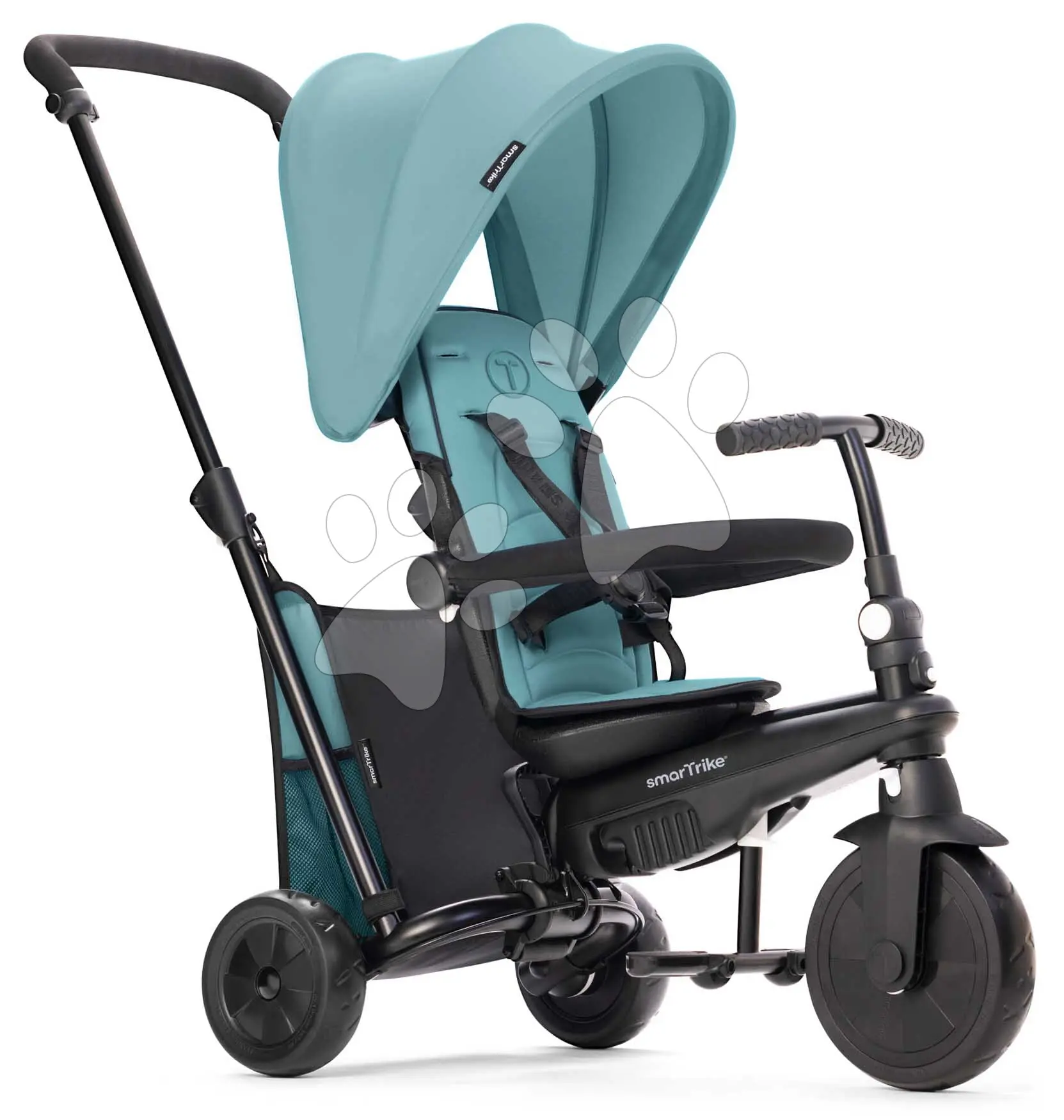 Tříkolka a kočárek skládací 5v1 STR3 Plus Turquoise smarTrike se sklápěcím sedadlem TouchSteering s EVA koly od 10 měsíců