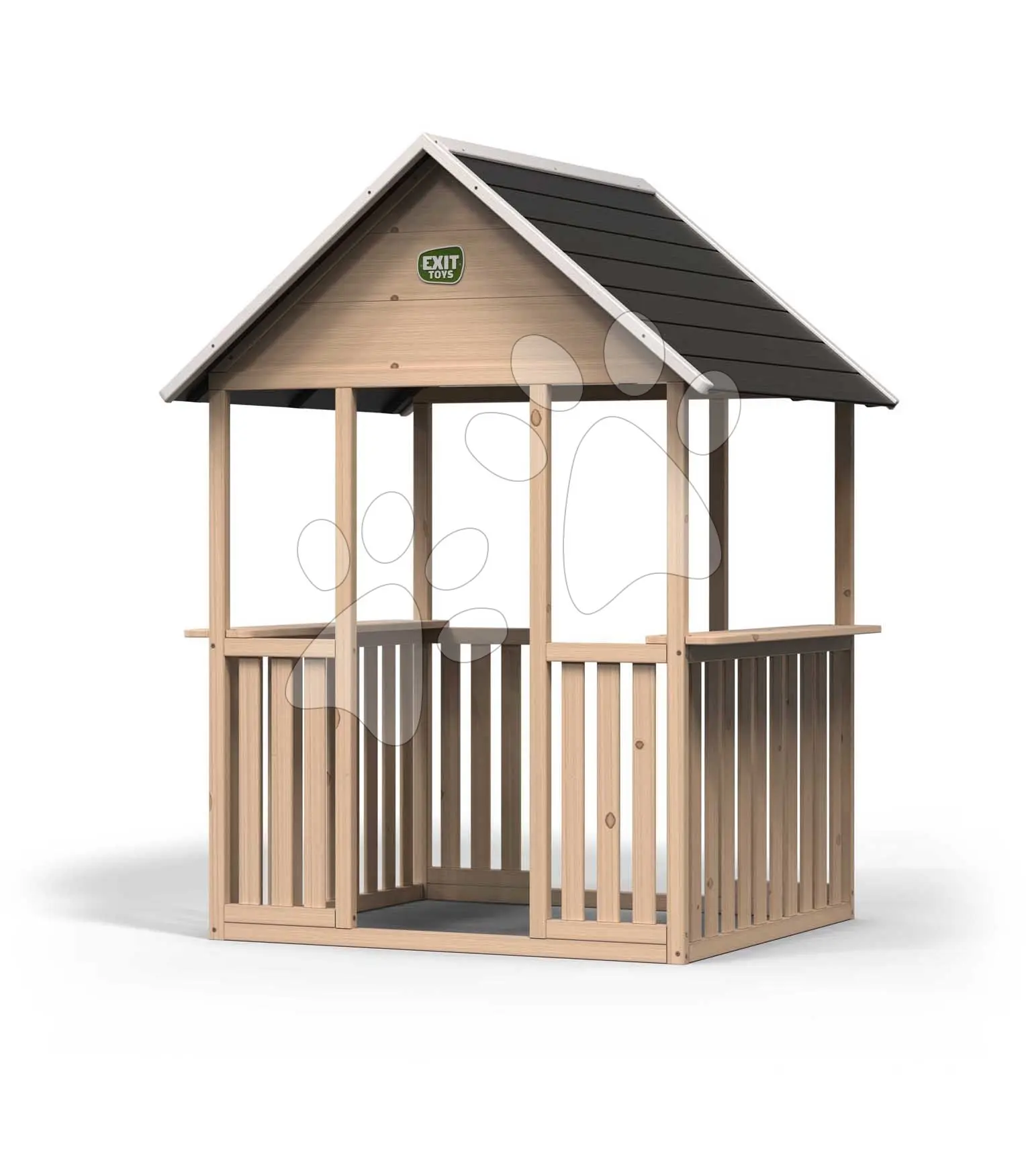 Panoramatický domeček cypřišový Panorama 100 Wodden Playhouse Exit Toys se 2 vchody a 2 pulty přírodní