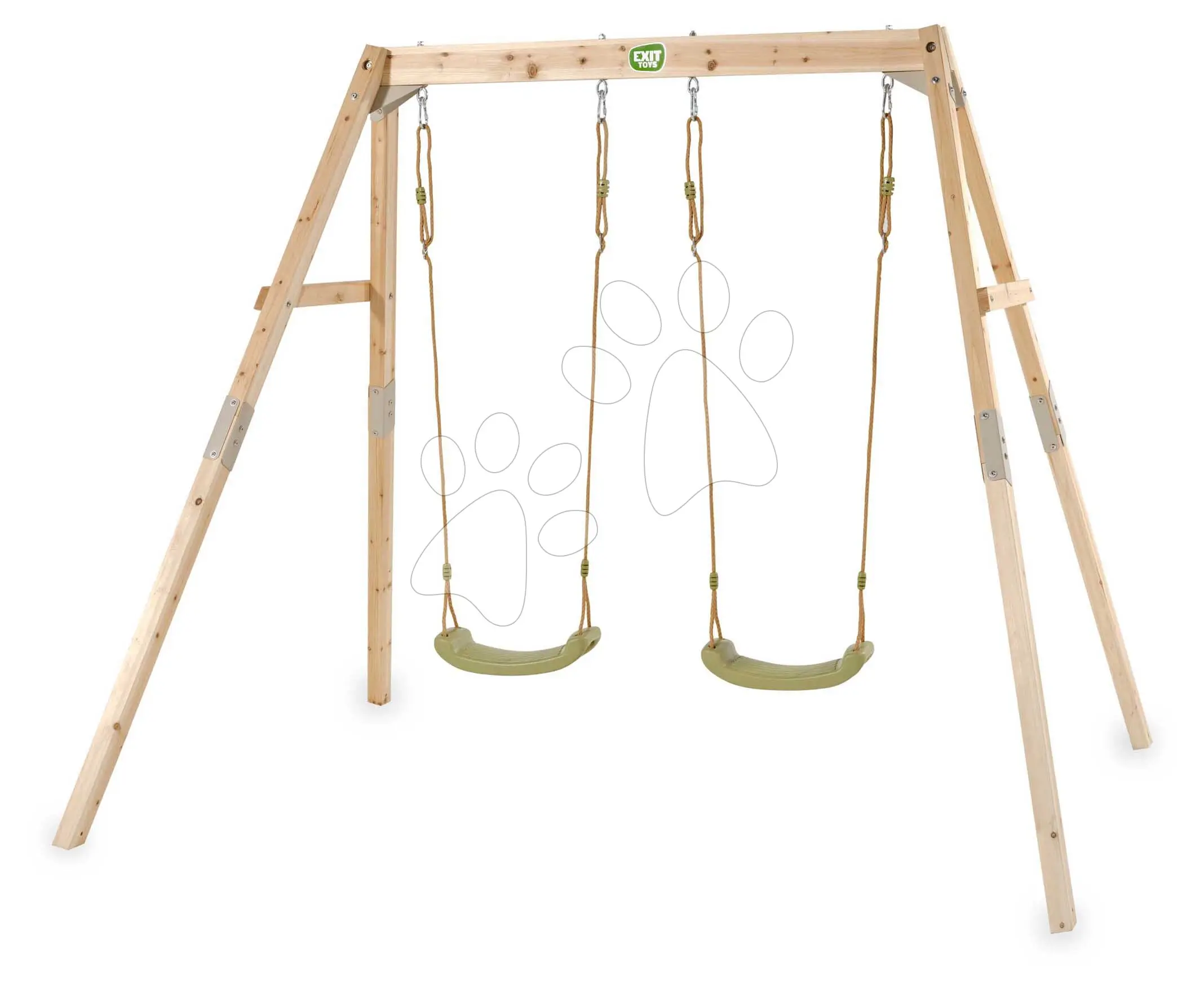 Houpačka z cypřišového dřeva Silvi Double Swing Exit Toys se dvěma sedadly s nastavitelnou výškou