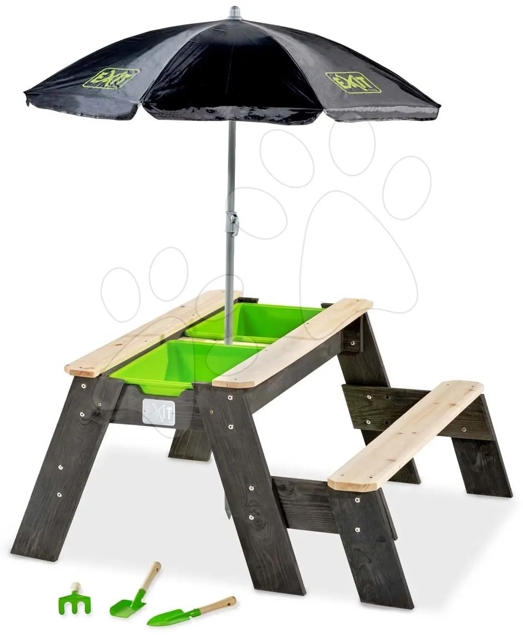 EXIT Aksent Stůl na písek a vodu s deštníkem + 1 lavička L (1 Seat) Deluxe (FSC 100%)