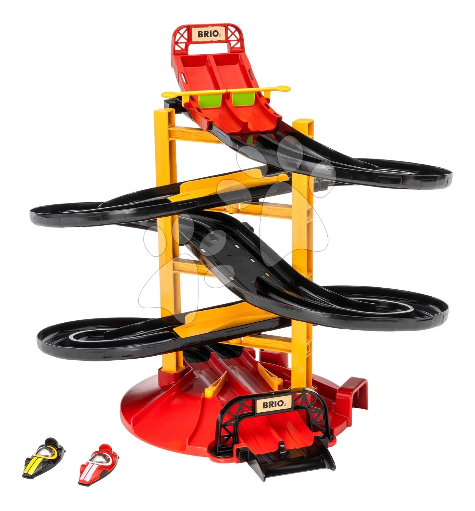 Závodní věž 3patrová Roll Racing Tower BRIO se 2 autíčky a cílem 19 dílů