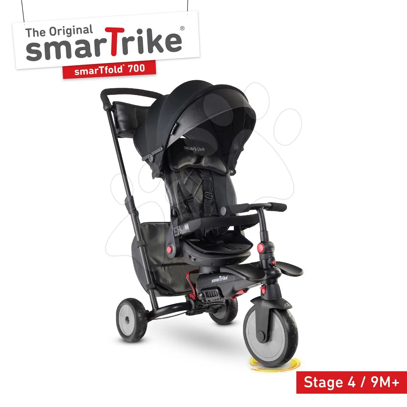 Tříkolka a kočárek skládací STR7 Urban 7v1 smarTrike černá se sklopným sedadlem TouchSteering s EVA kolečky od 6 měsíců