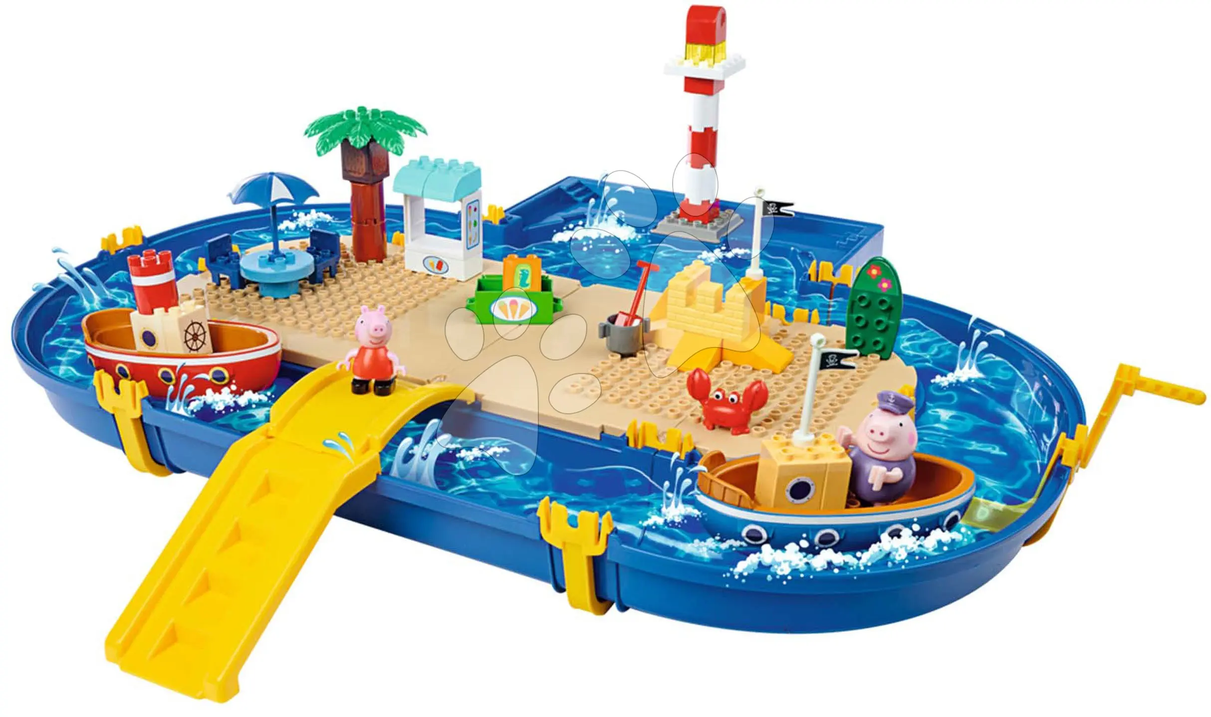 Vodní dráha Peppa Pig Holiday Waterplay BIG se 2 loďkami a 3 postavičky 71 dílů – kompatibilní s Duplem