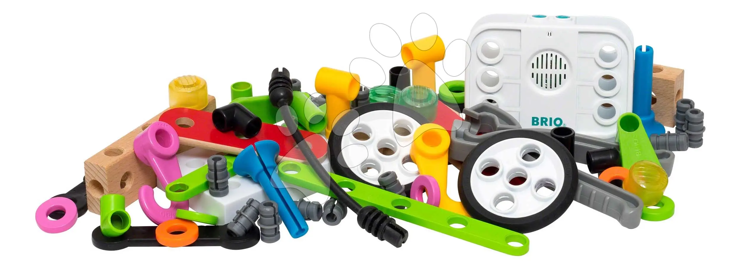 Dřevěná stavebnice s nahráváním zvuku Builder Record & Play Set BRIO elektronická 68 dílů s pracovním nářadím