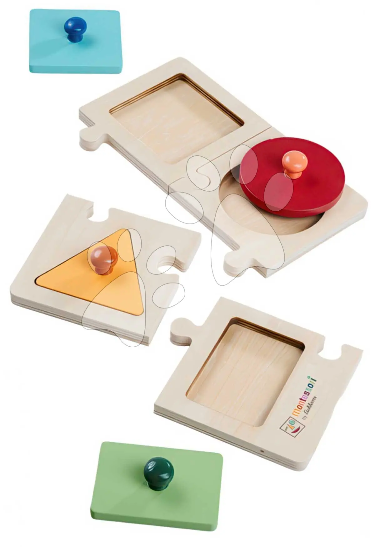 Dřevěné vkládací puzzle Montessori Teaching Puzzle Shape Eichhorn 8 dílků se 4 tvary od 12 měsíců