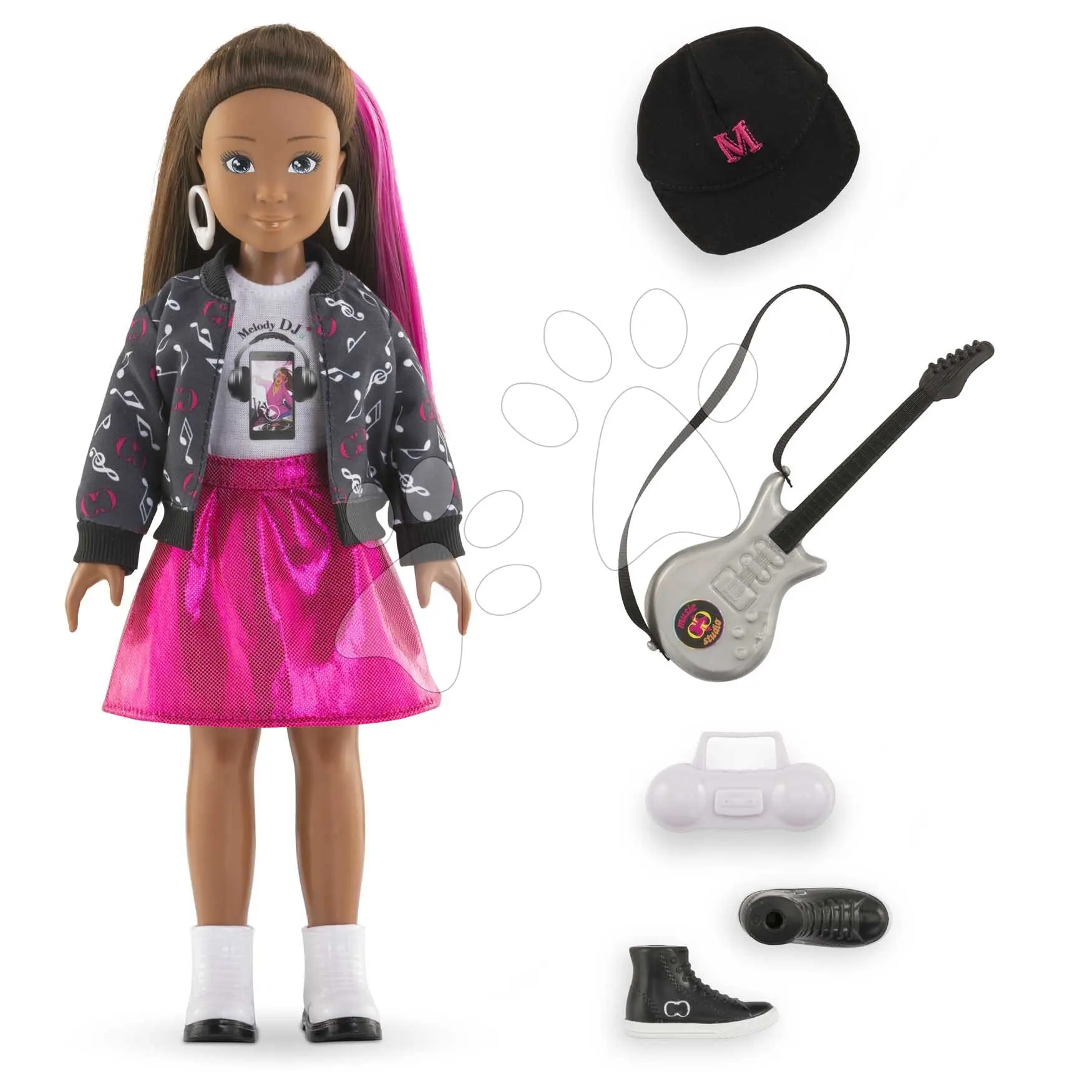 Bábika Melody Music Studio Set Girls Corolle s dlouhými hnědými vlasy 28 cm 4 doplňky od 4 let