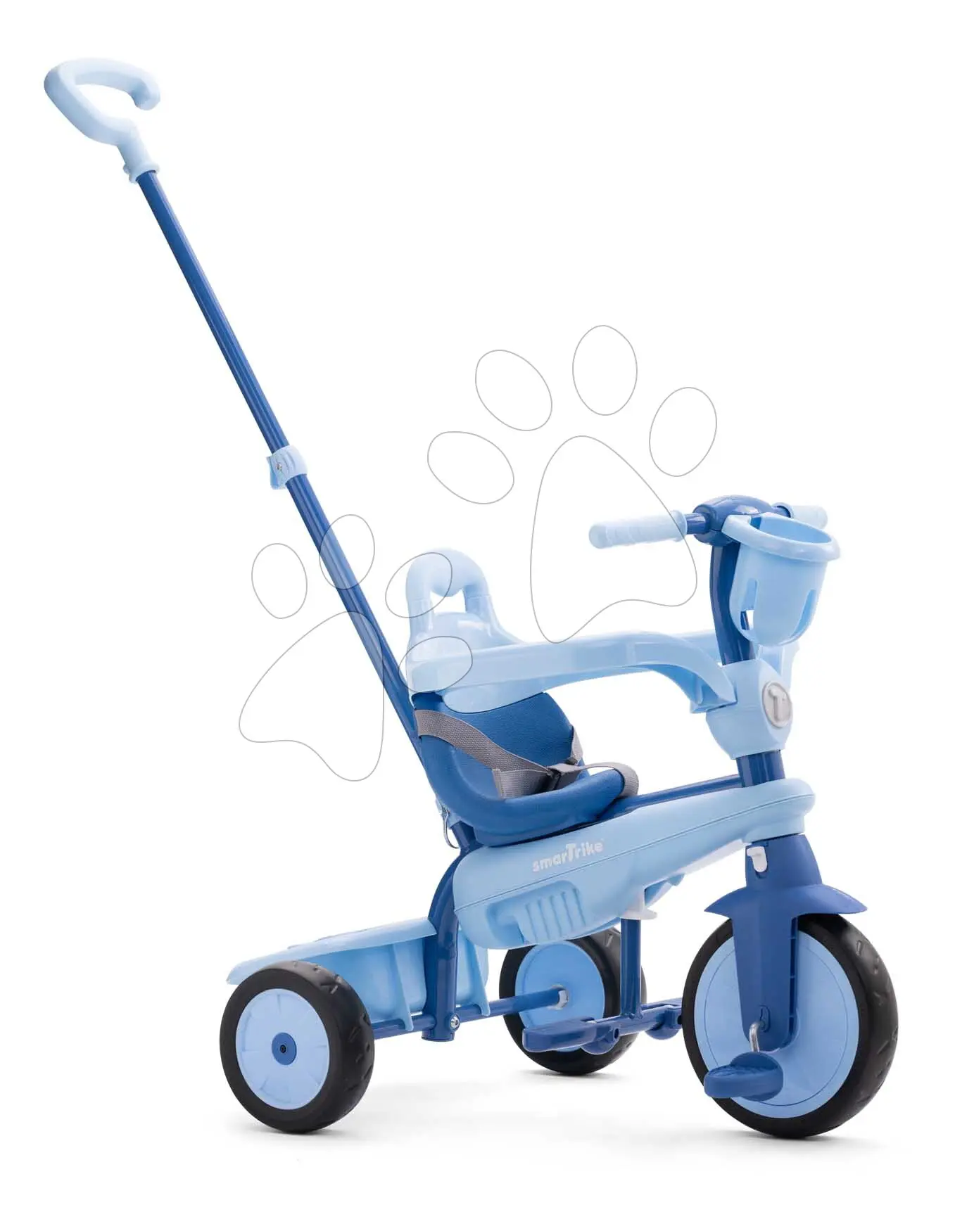 Tříkolka s vodicí tyčí Breeze S Ocean Blue TouchSteering smarTrike s volnoběhem s košíkom na láhev od 15 měsíců