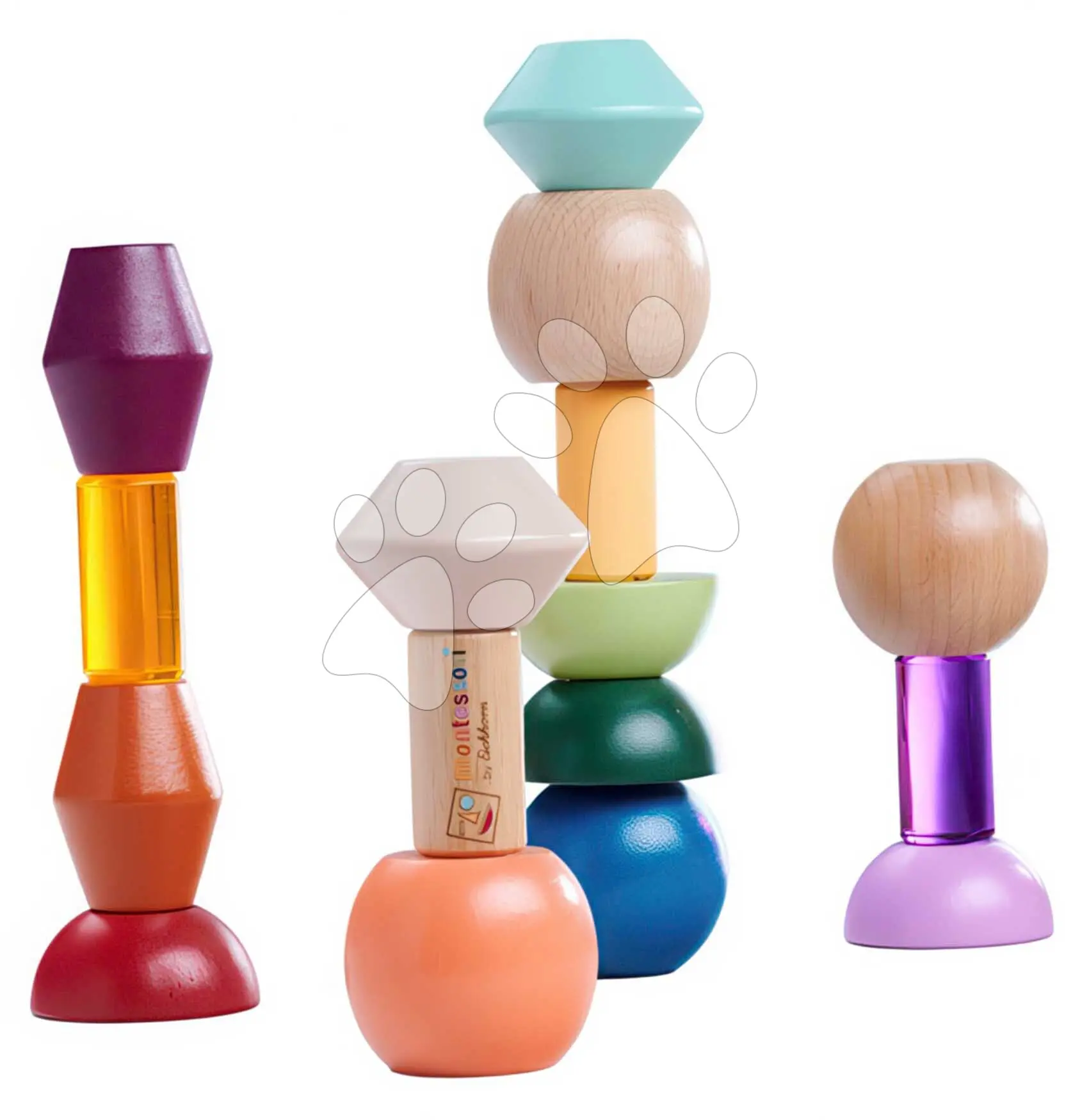 Dřevěné stohovatelné korálky Montessori Staple Beads Eichhorn 16 barevných dílků
