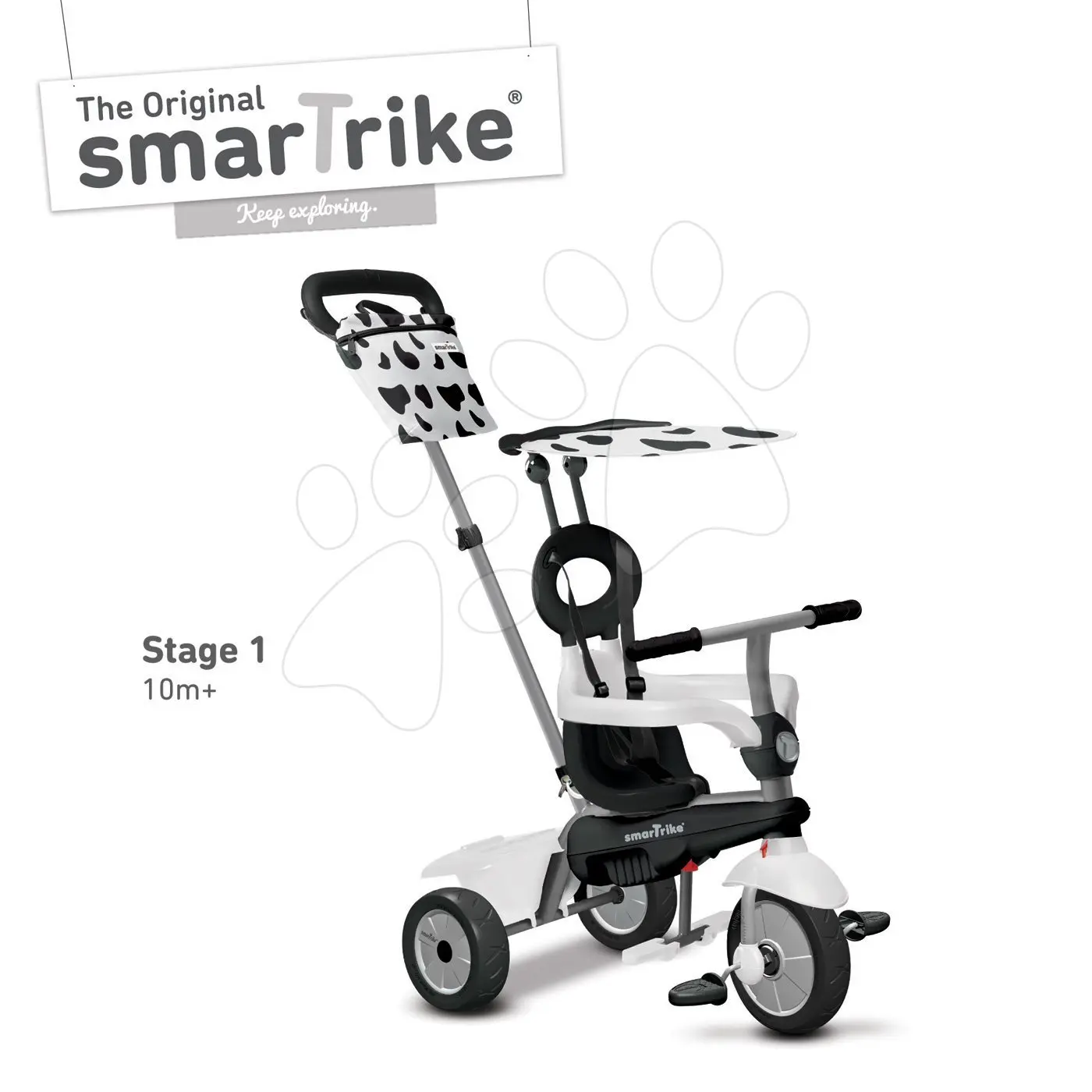 SmarTrike tříkolka Vanilla TouchSteering se slunečníkem 6652400 černobílá