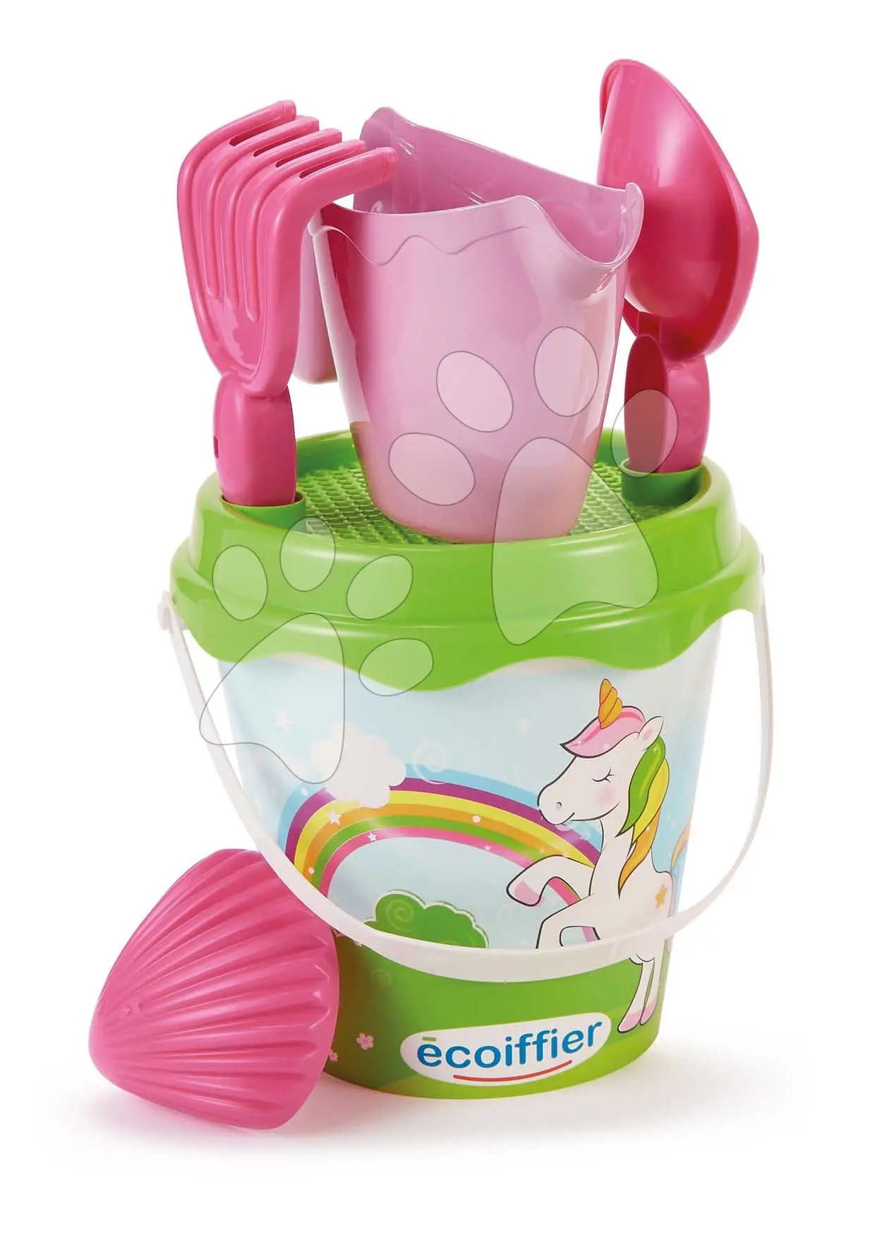 Ecoiffier Kyblíček Jednorožec s konvičkou a příslušenstvím, 17 cm