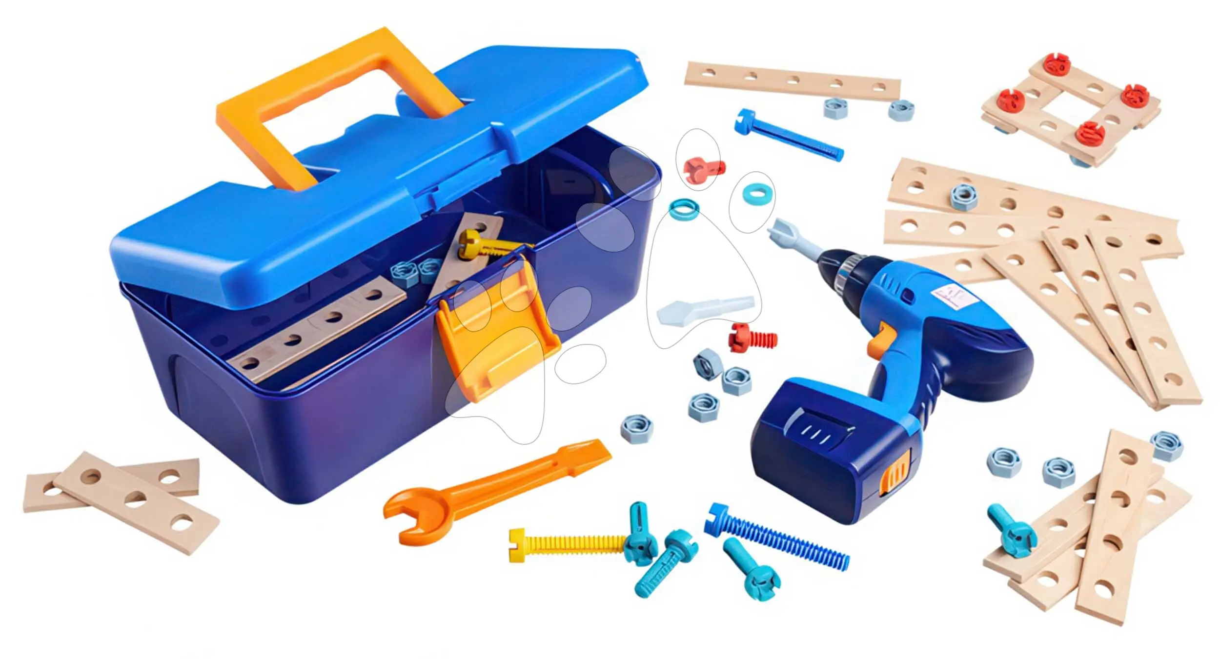 Dřevěná stavebnice s vrtačkou v kufříku Construct Toolbox with Drill Eichhorn s vyměnitelnými nástavci 65 dílů od 3 let