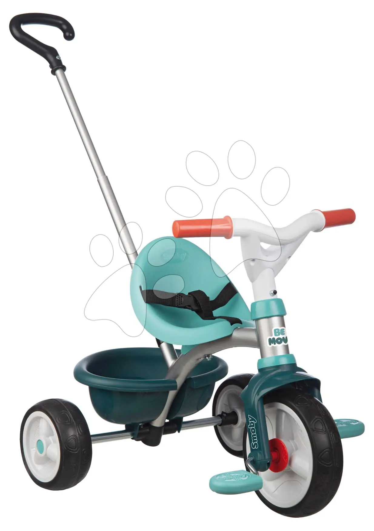 Tříkolka s volnoběhem Be Move Blue Tricycle Smoby s nastavitelnou 95 cm vodicí tyčí a tichými EVA koly modrá od 15 měsíců