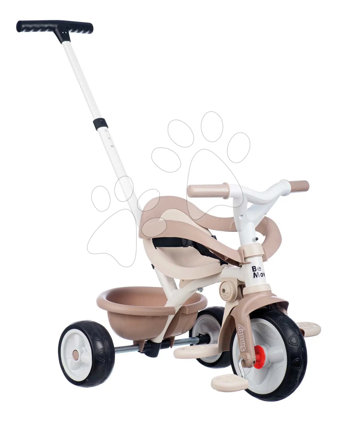 Tříkolka s volnoběhem Be Move Comfort Tricycle Beige Smoby s nastavitelnou vodicí rukojetí a ochrannou hrazdou s tichými EVA kolečky béžová od 10 měsíců