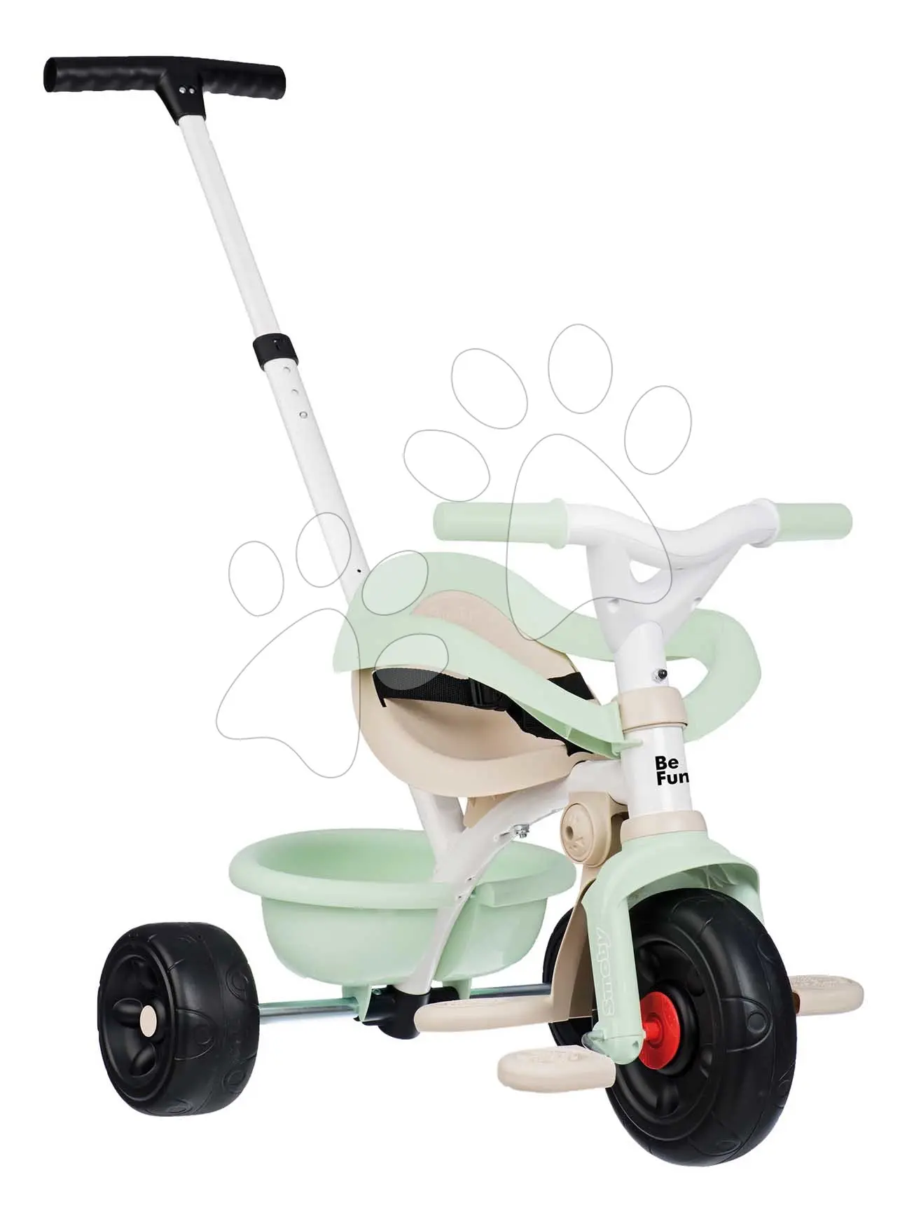 Tříkolka s volnoběhem Be Fun Comfort Tricycle Smoby s nastavitelnou vodicí rukojetí a ochrannou hrazdou zelená od 10 měsíců