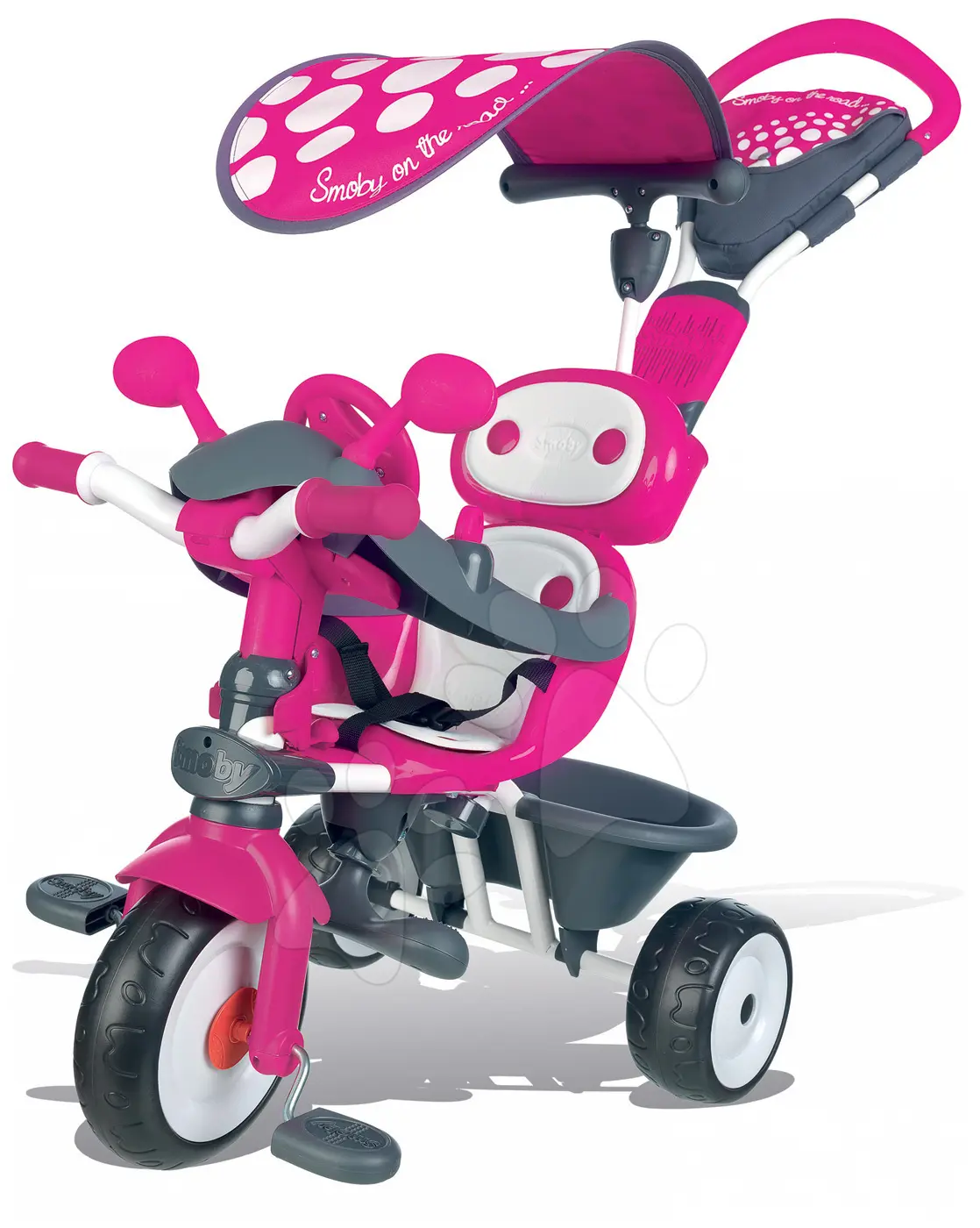 Smoby dětská tříkolka Baby Driver 740600 růžovo-šedá