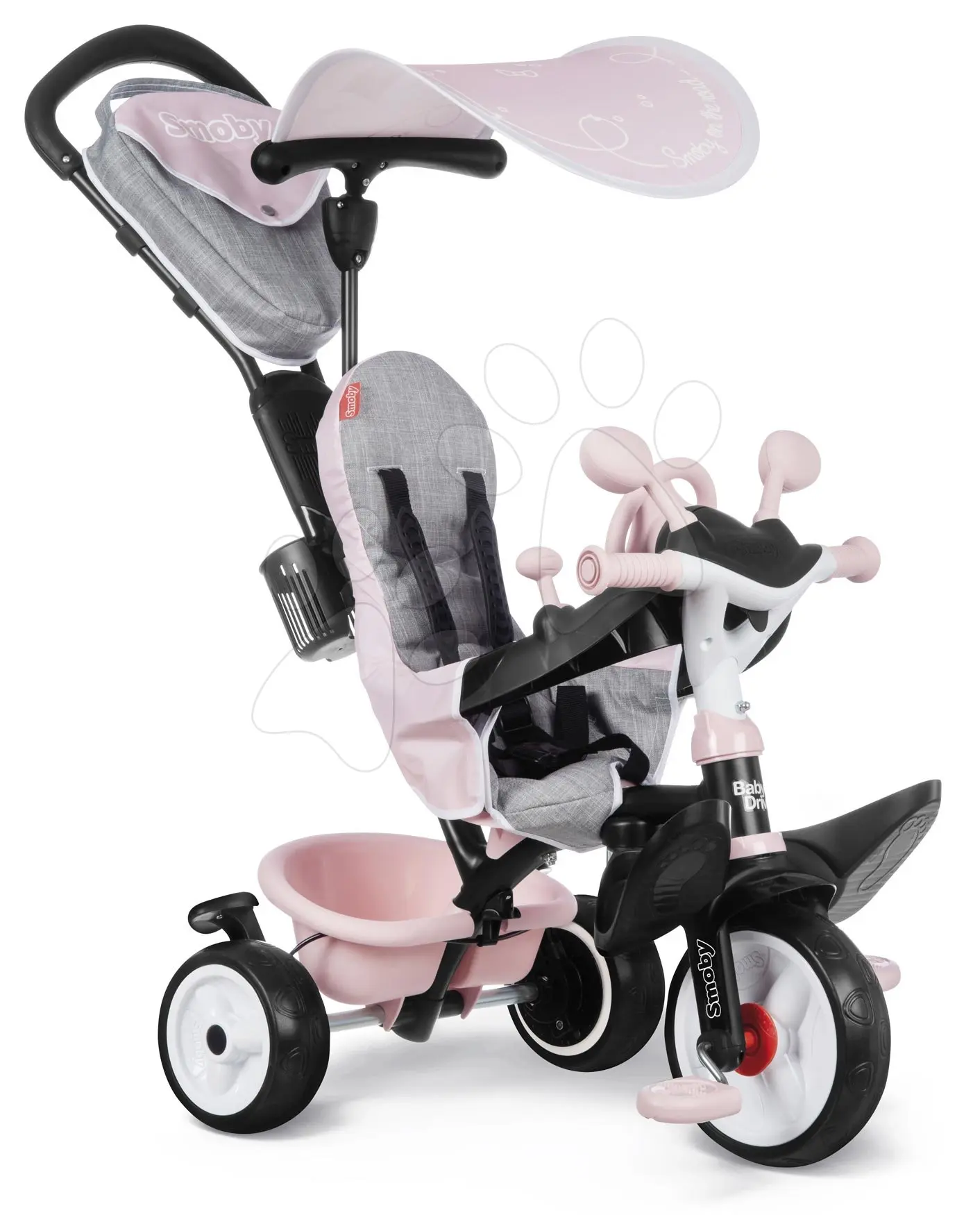 Smoby tříkolka baby driver plus růžová