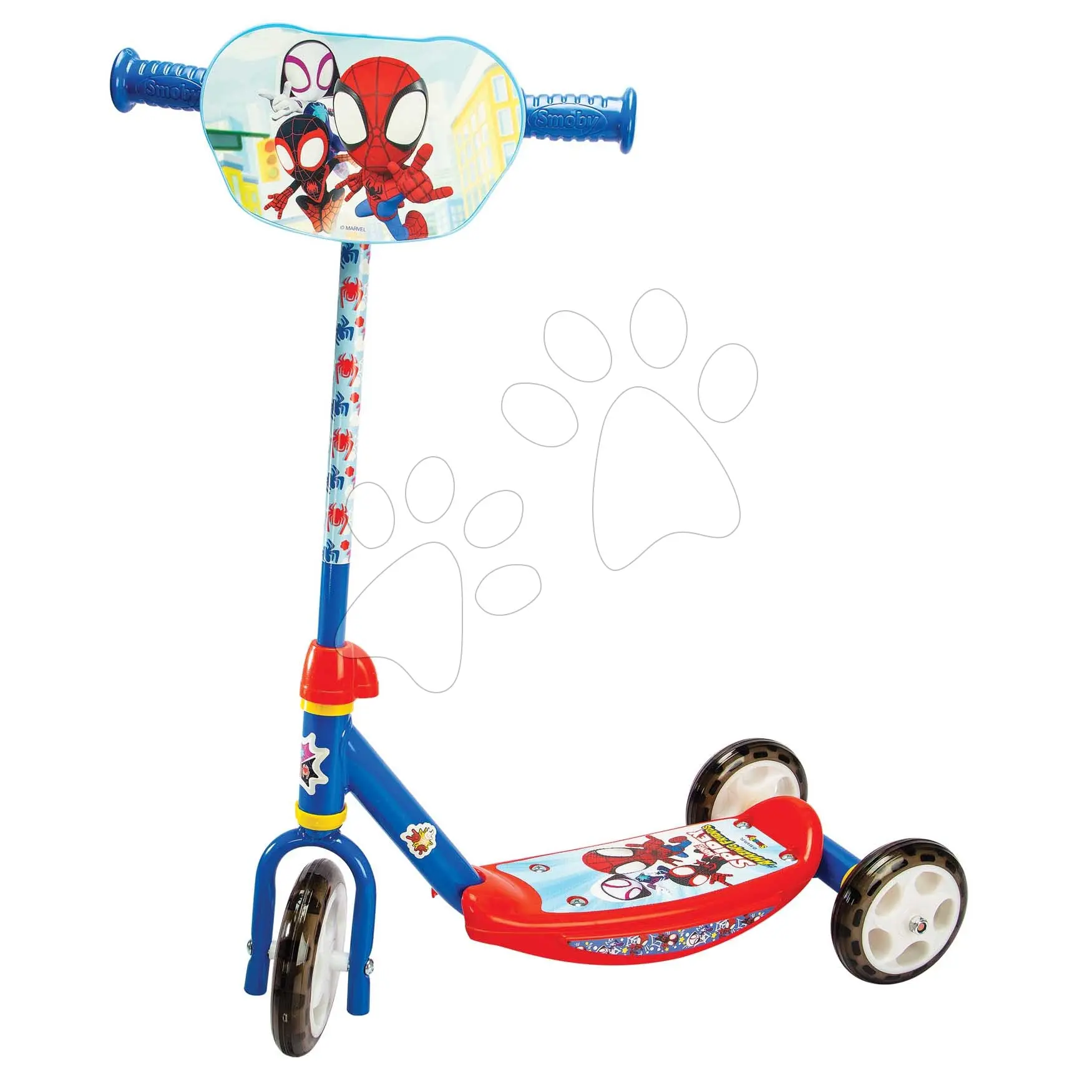 Koloběžka tříkolová Spidey 3 Wheels Scooter Smoby protiskluzová s výškově nastavitelnými řídítky max. 67 cm