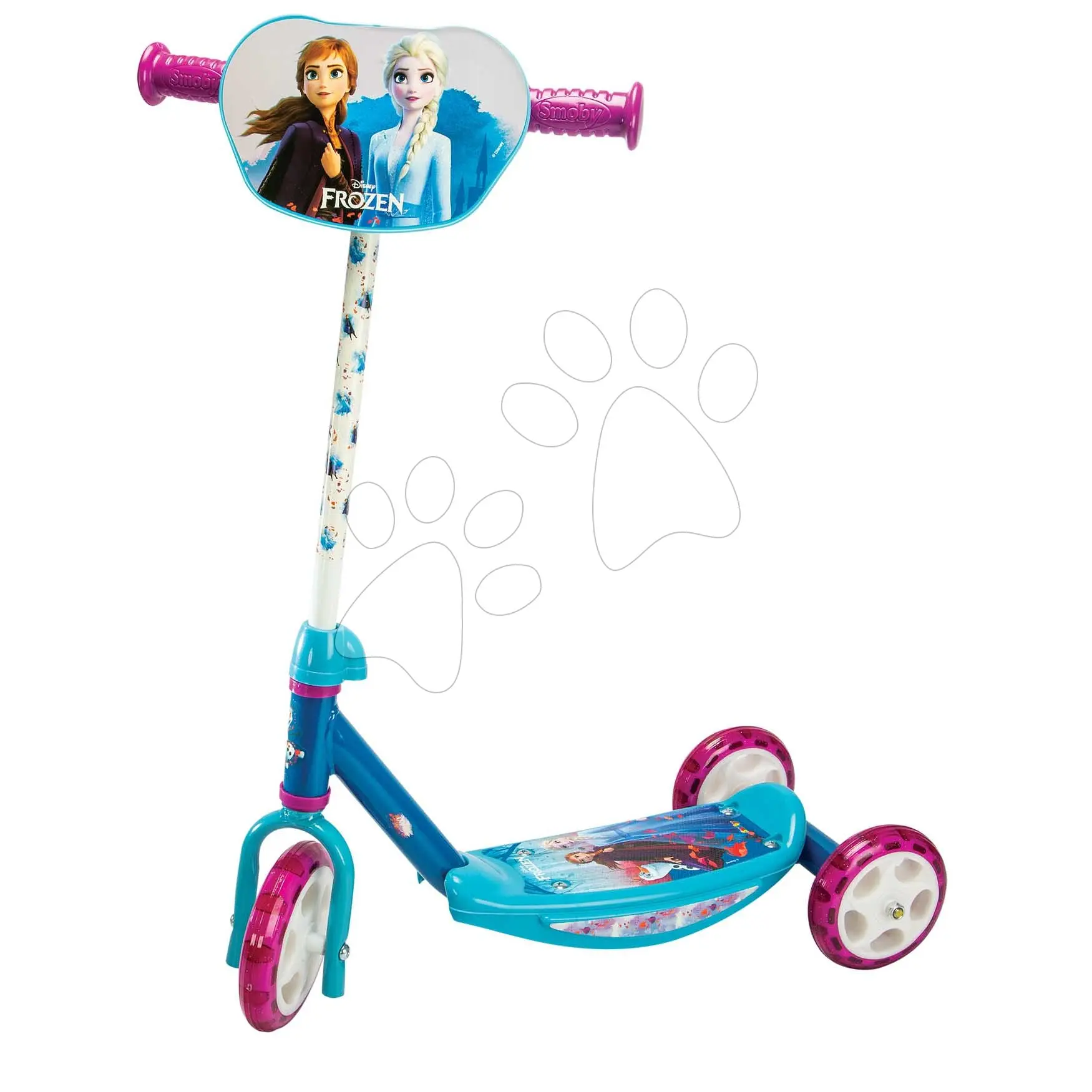 Koloběžka tříkolová Frozen 3 Wheels Scooter Smoby protiskluzová s výškově nastavitelnými řídítky max. 67 cm