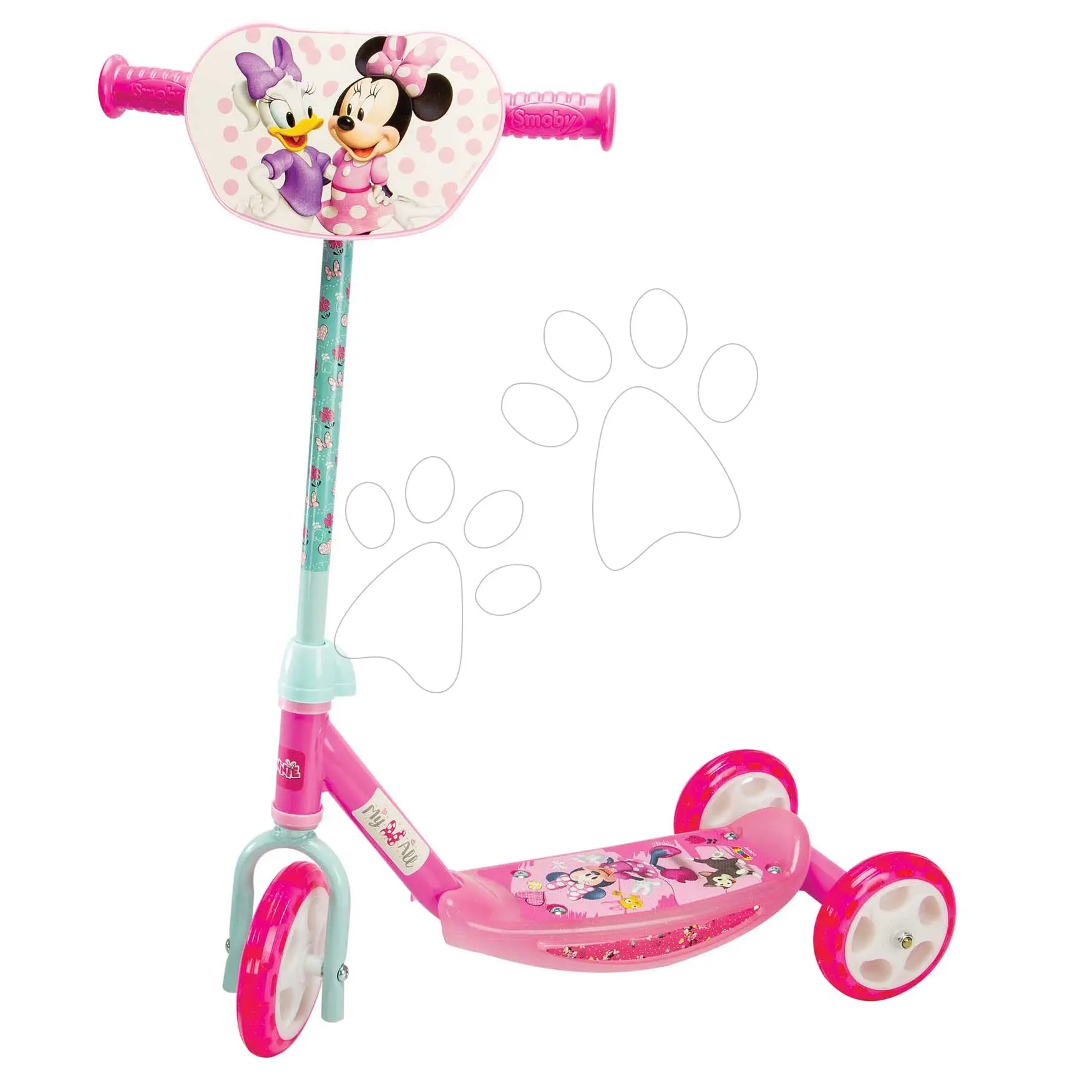 Koloběžka tříkolová Minnie 3 Wheels Scooter Smoby protiskluzová s výškově nastavitelnými řídítky max. 67 cm