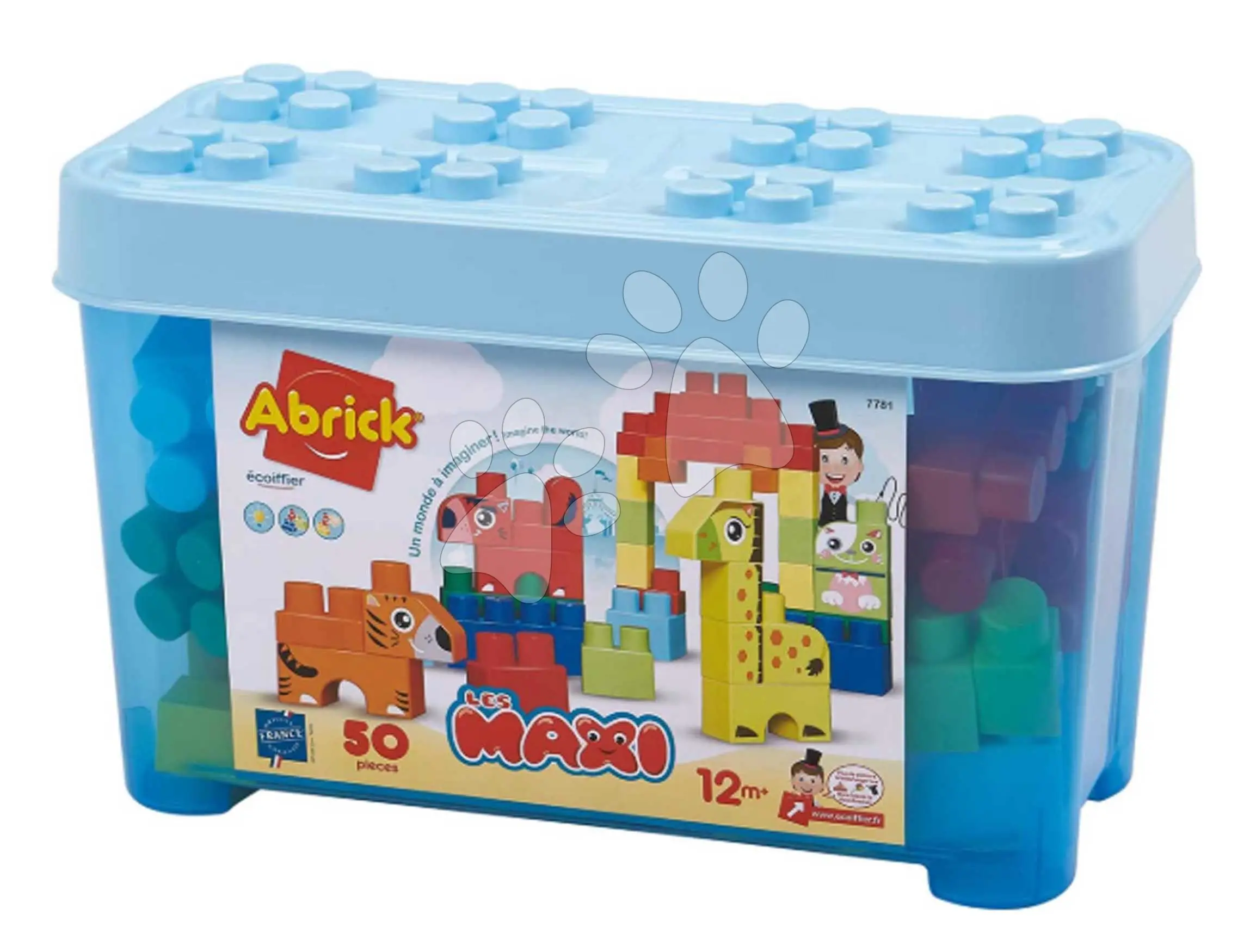 Stavebnice v dóze se zvířátky Zoo Animals Barrel Maxi Abrick Écoiffier s 50 kostkami od 12 měsíců