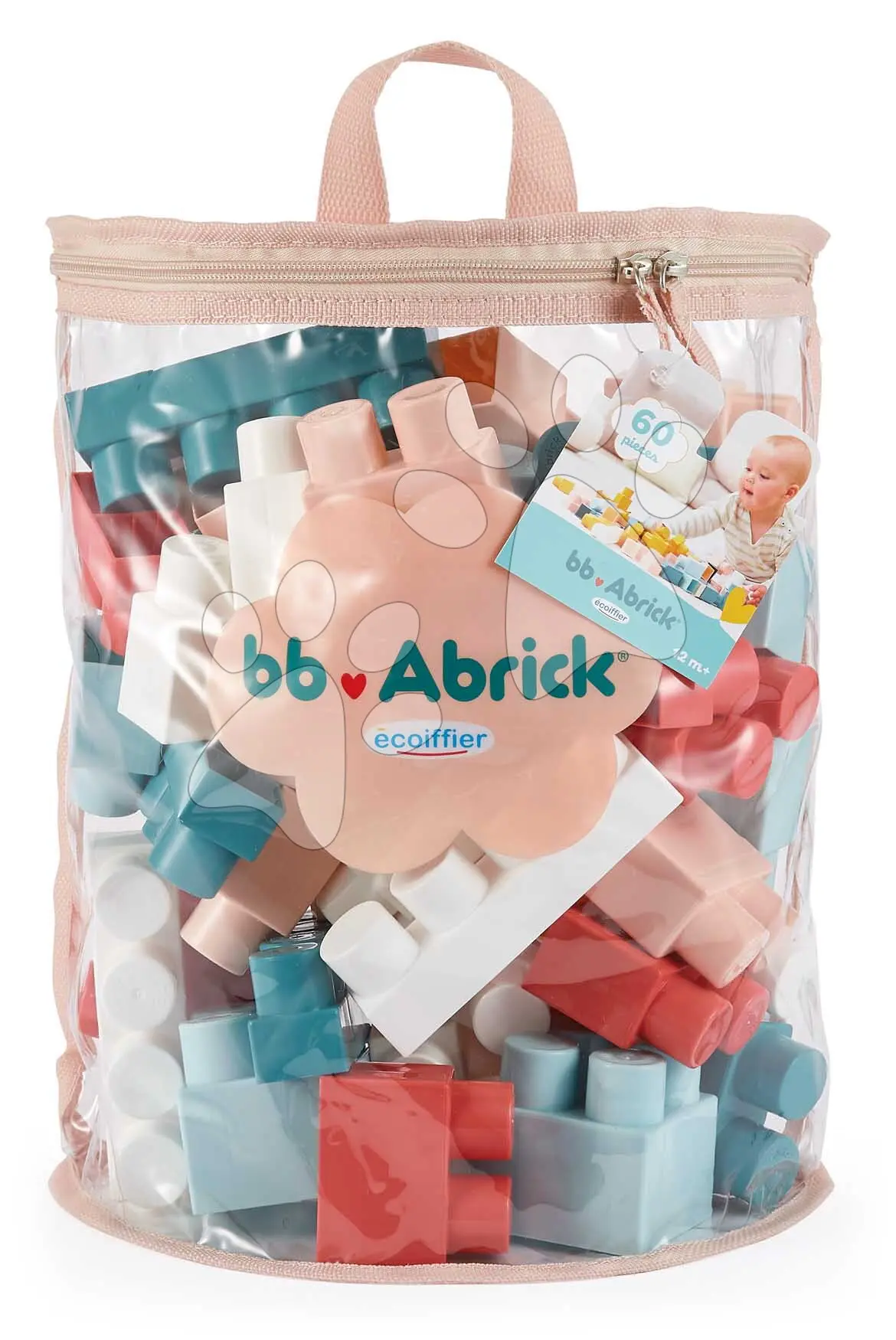 Stavebnice v tašce Pink Bag BB Abrick Écoiffier 60 kostek od 12 měsíců