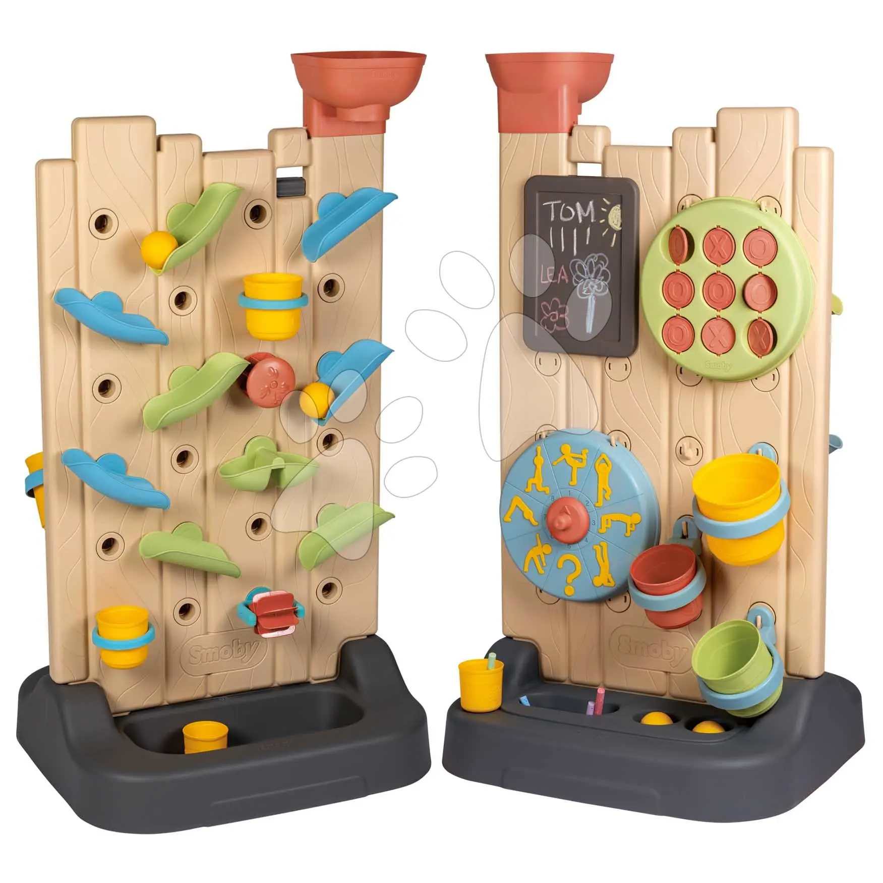 Hrací stěna hry s míčem a vodou Activity Wall Life Smoby oboustranná se sportovními aktivitami nastavitelná s 29 doplňky s UV filtrem od 24 měsíců