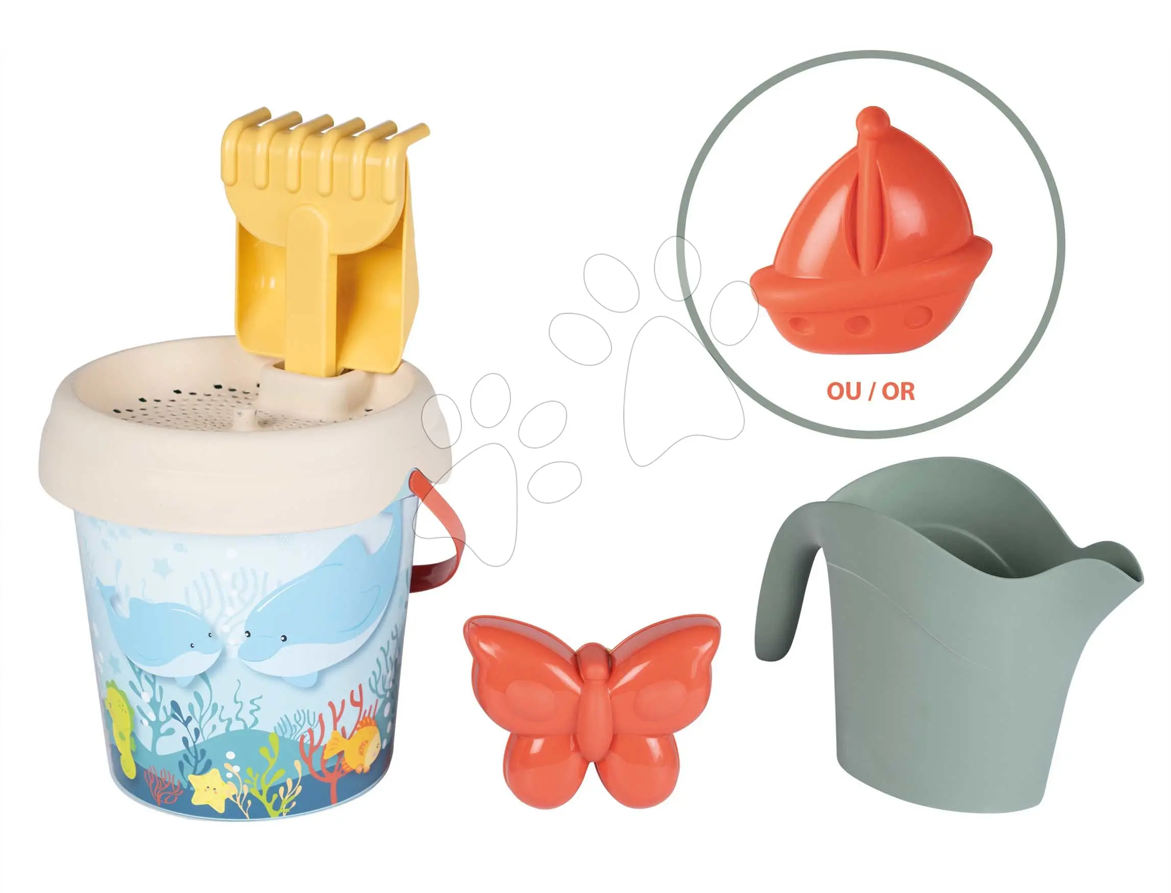 Kbelík set s konvičkou Medium Garnished Bucket Life Smoby s hrabičkami lopatkou a bábovičkou od 18 měsíců