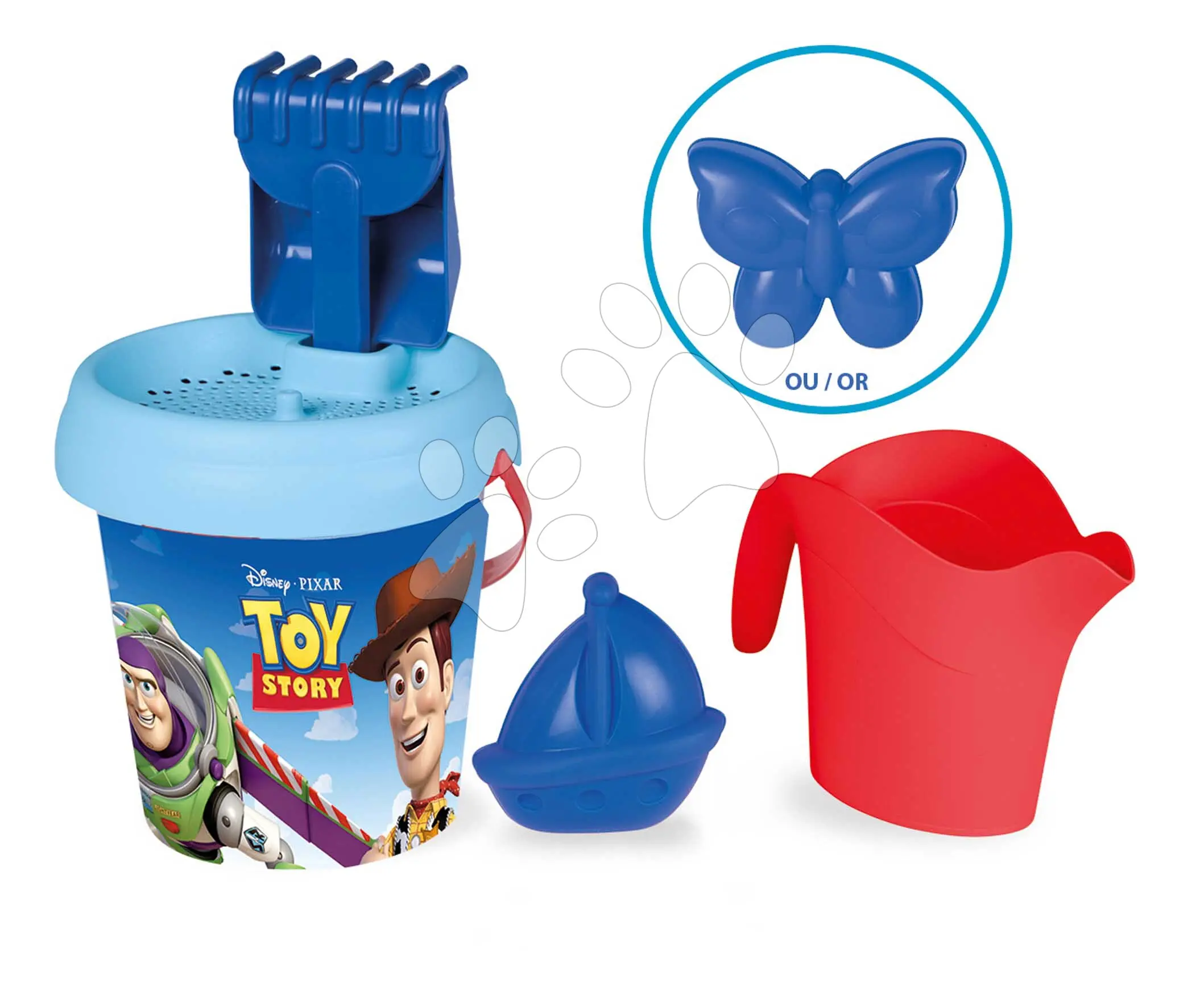 Sada střední kbelík Toy Story ozdobené Smoby s konvičkou, 6 dílů, výška 18 cm, od 18 měsíců